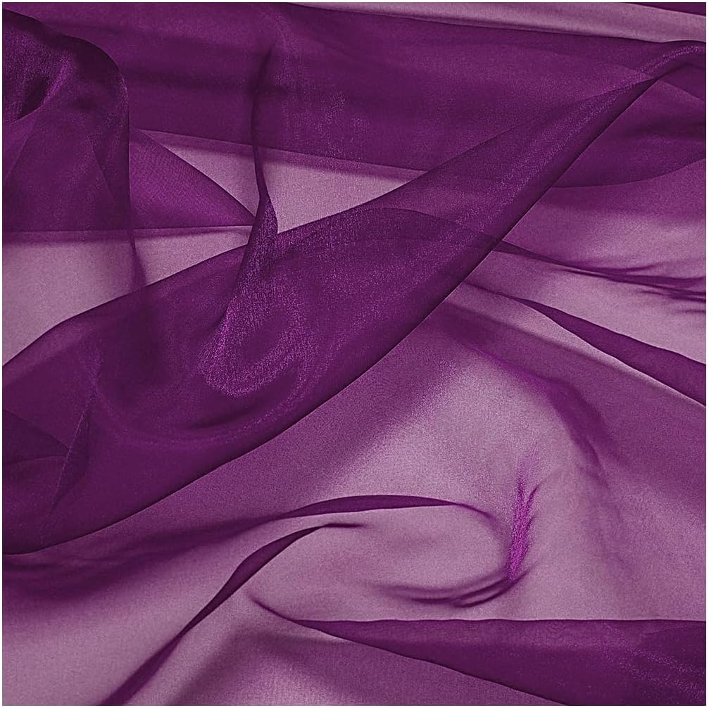 MDS Pack of 40 Yard Dark Purple Sheer Organza Fabric for Events
