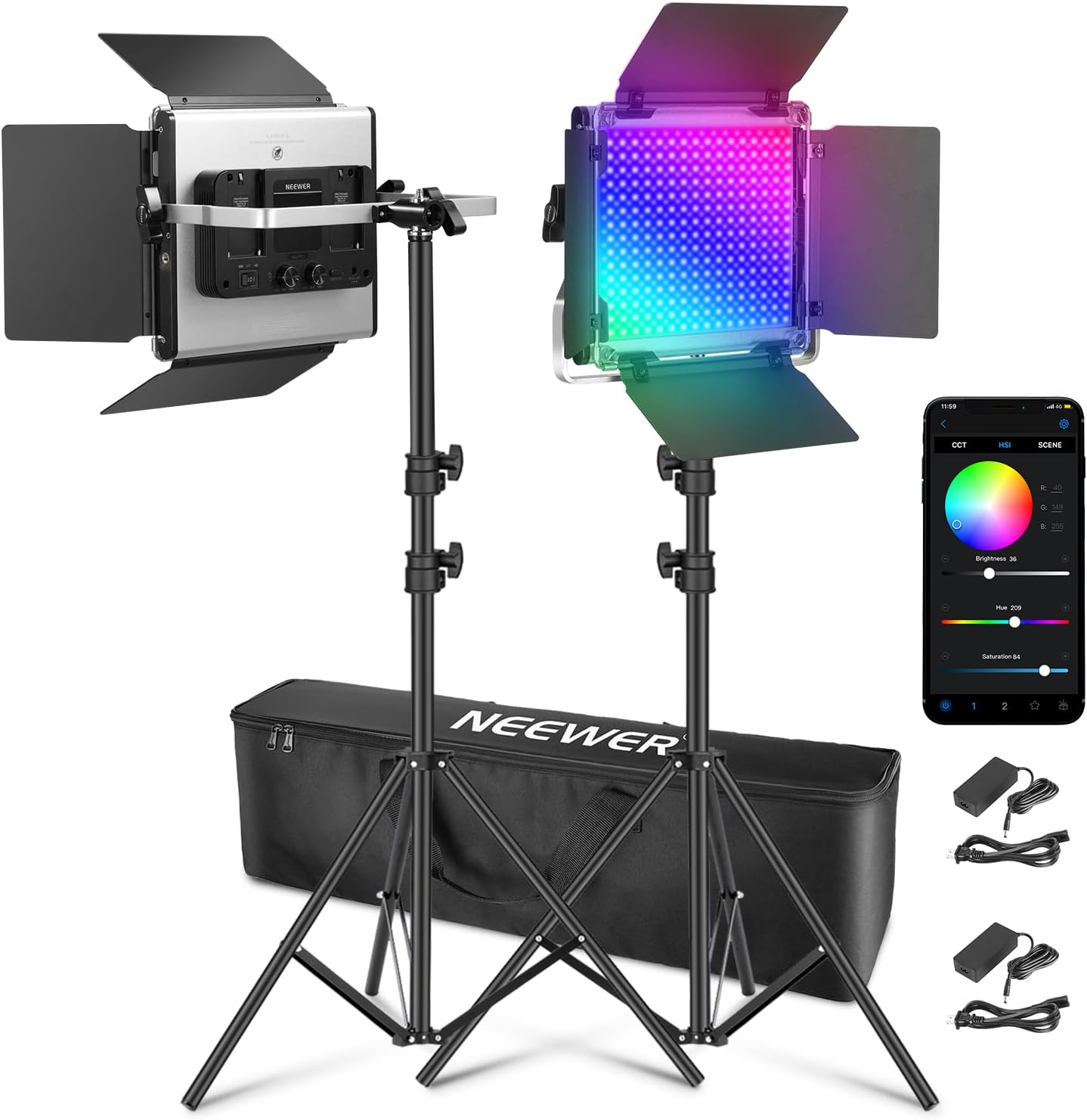 NEEWER Upgraded 660 PRO II RGB LED Video Light Kit for Creators