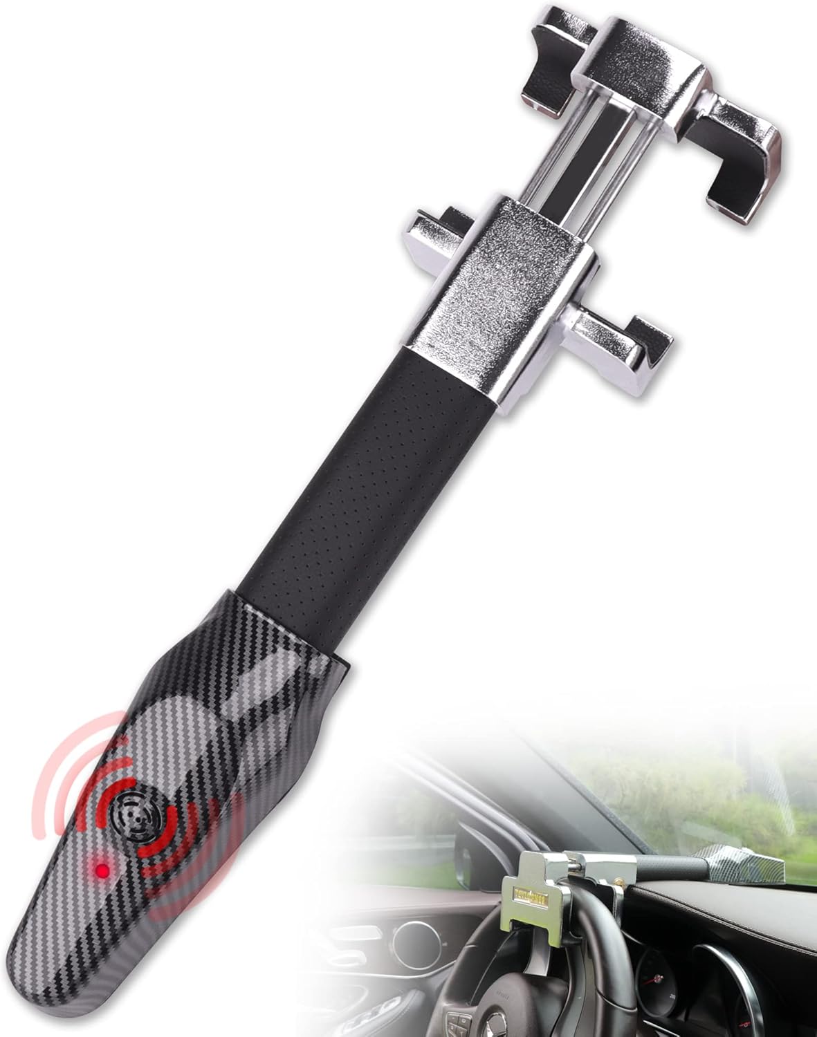 Tevlaphee Steering Wheel Lock with Alarm for Ultimate Security