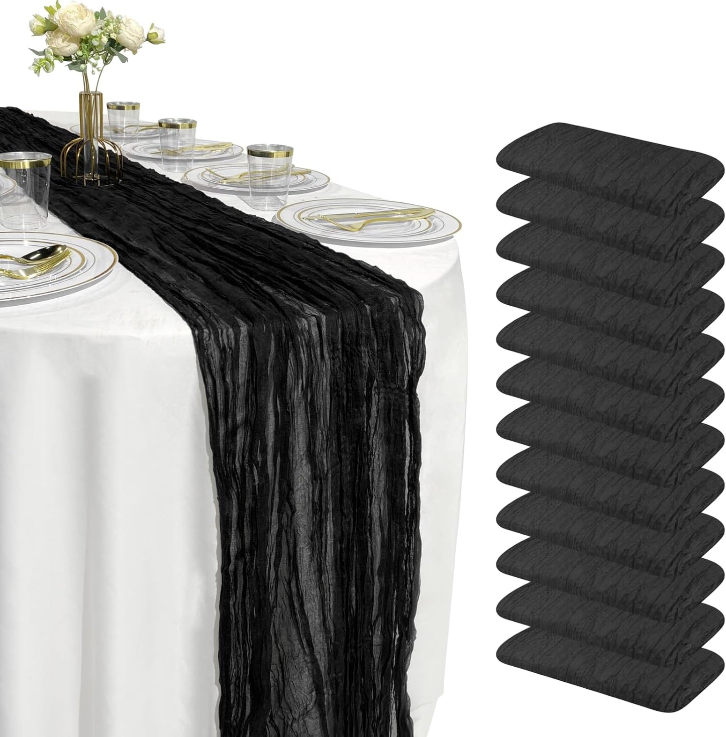 12 Pack 10FT Cheesecloth Table Runner for Rustic Boho Events