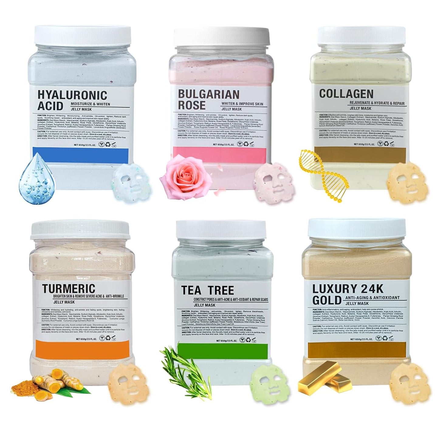 Hydrating Jelly Face Mask for Professional Spa Use - 6 Pack