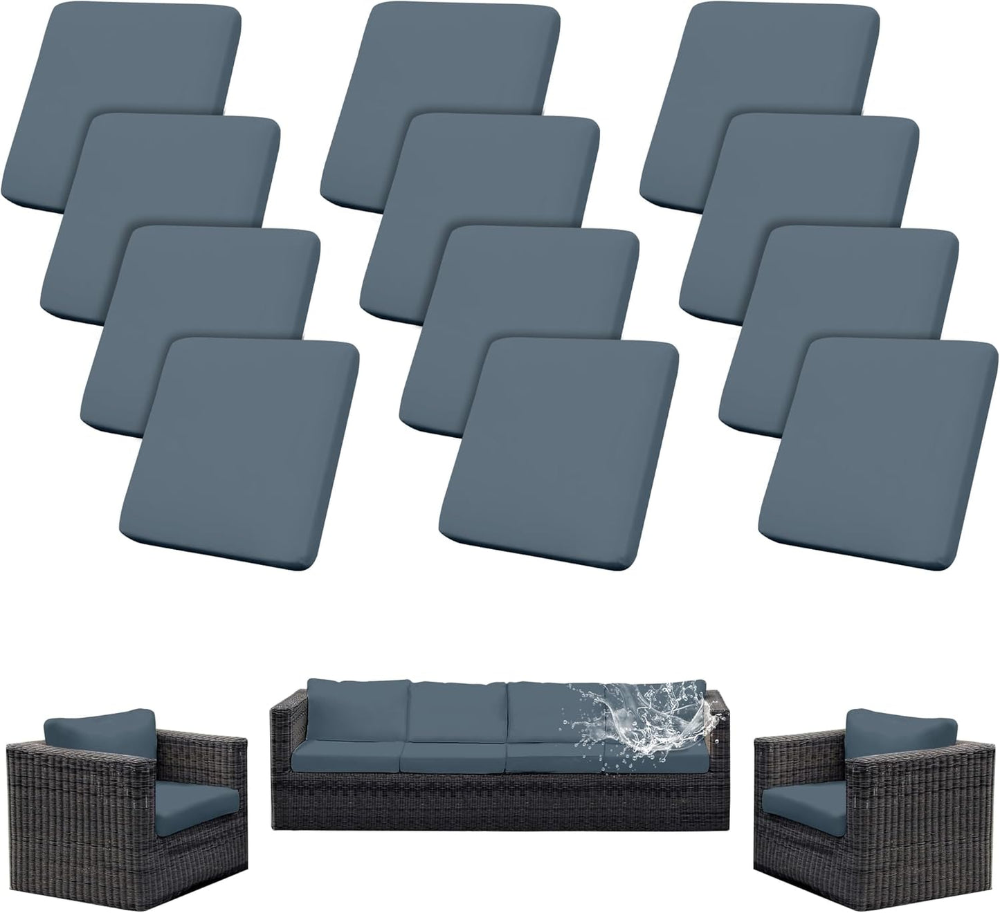 12Pcs Outdoor Cushion Covers for Stylish Patio Furniture Protection