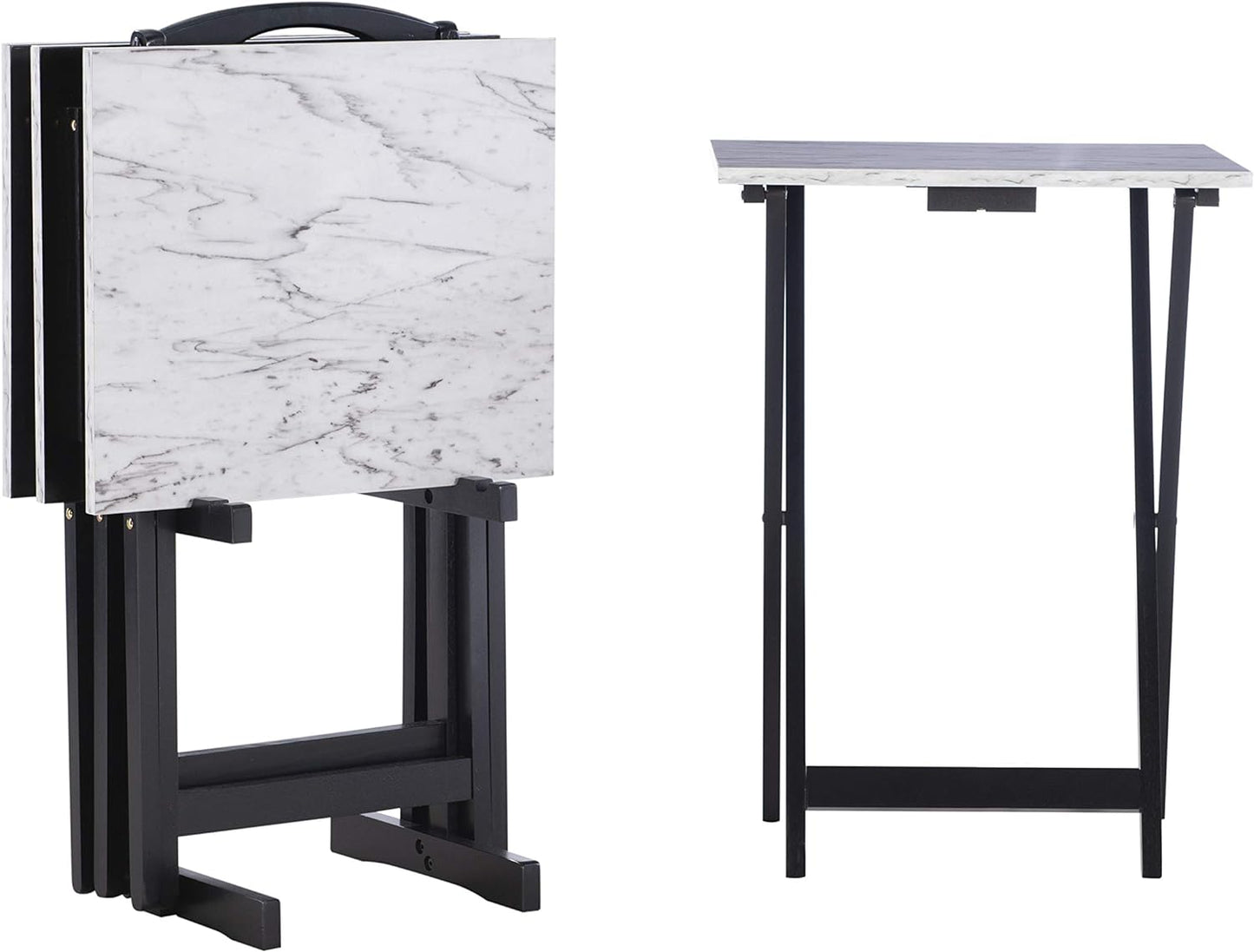 Compact Linon Tray Table Set - Space-saving design in stylish white