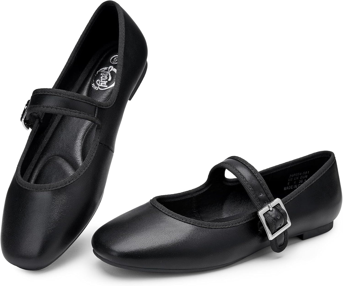 Trary Women's Ballet Flats: Comfortable Square Toe Mary Jane Shoes