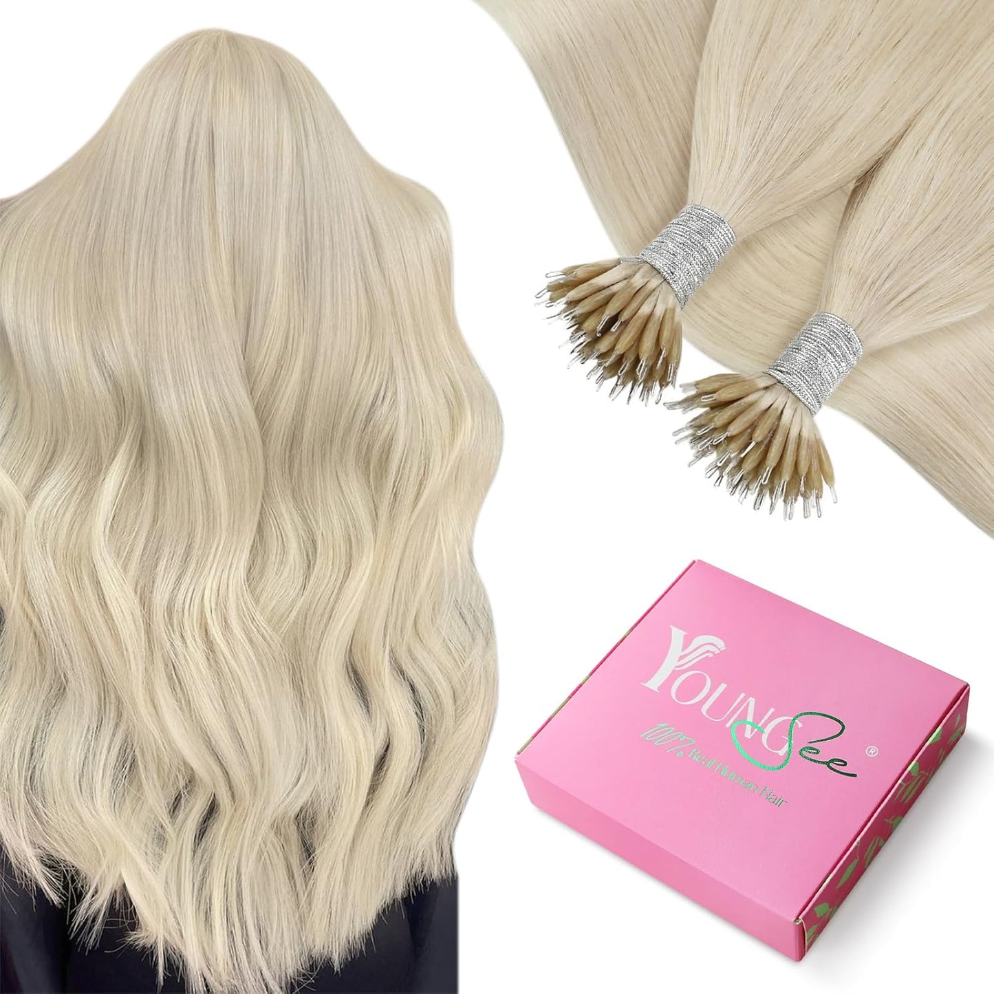 YoungSee Nano Bead Hair Extensions for Natural Look 20 Inch