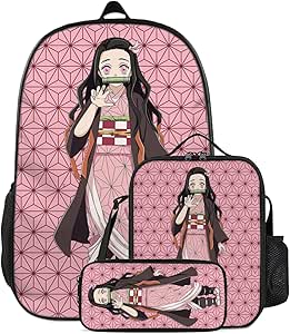Anime Backpack Set with Lunch Box and Pencil Case for Teens