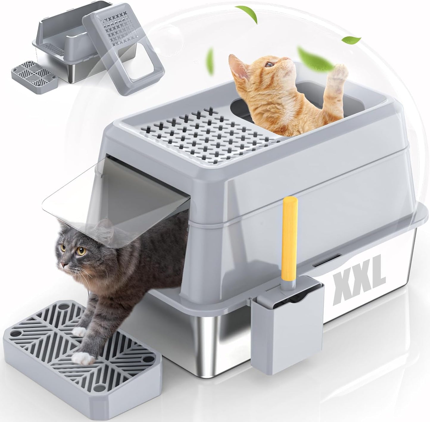 XXL Extra Large Stainless Steel Cat Litter Box for Big Cats