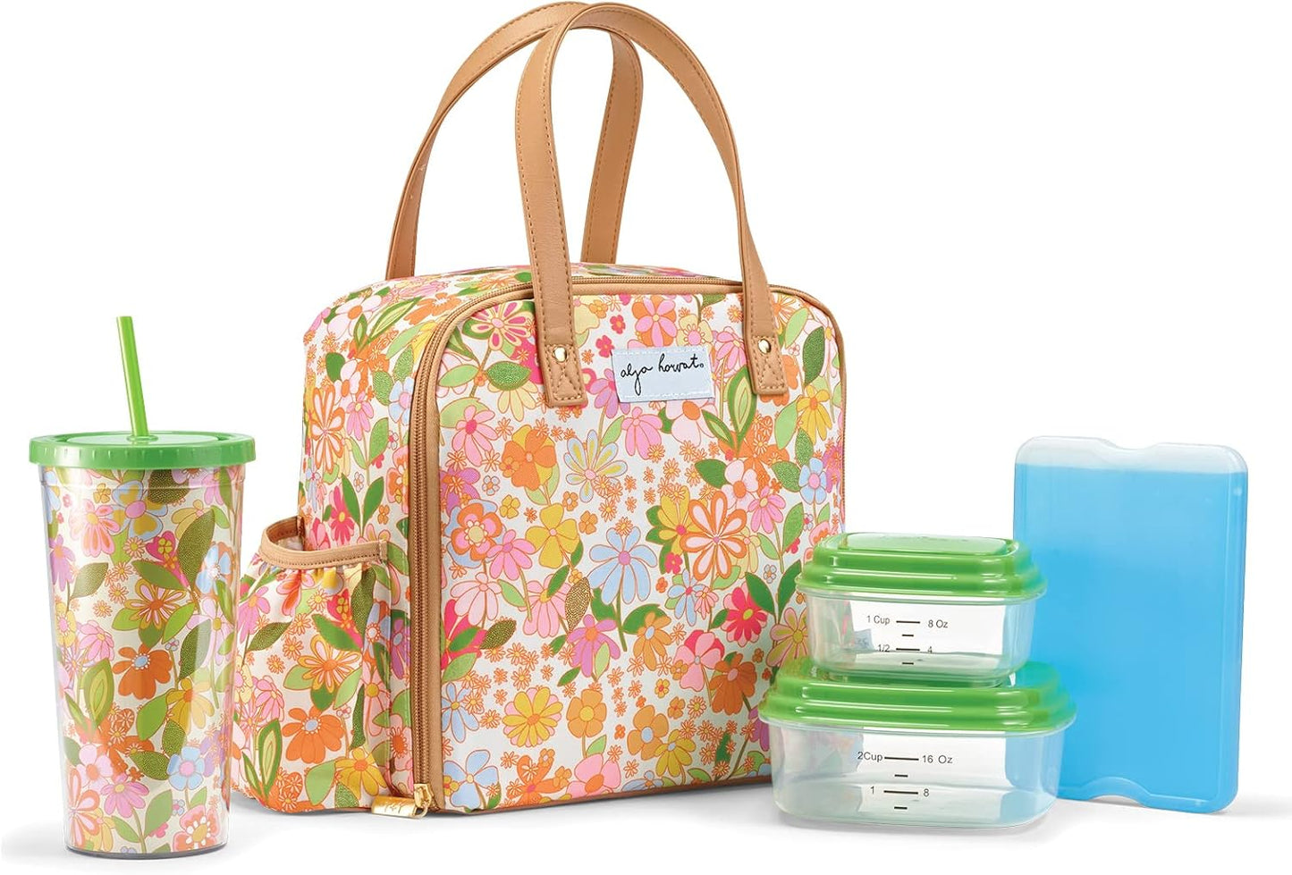 Insulated Lunch Bag For Women With Containers & Tumbler Included