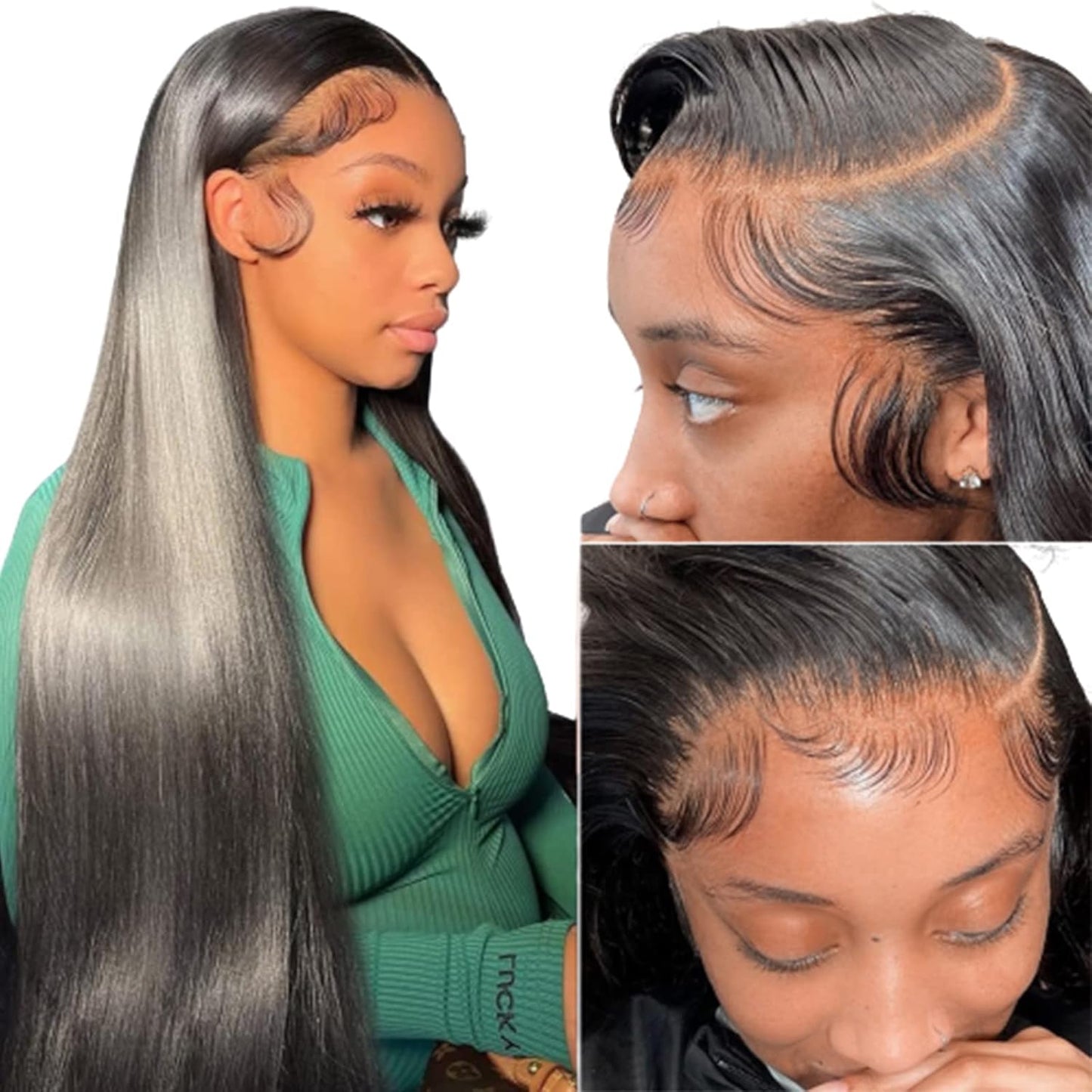 bunGiol Straight HD Transparent Lace Front Wigs for Women