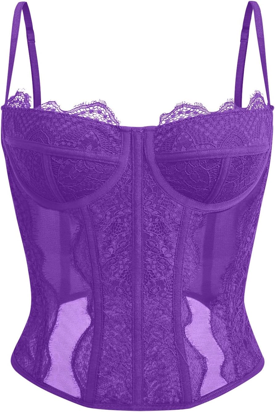 Dealmore Corset Tops For Women: Cute Lace Mesh Crop Top