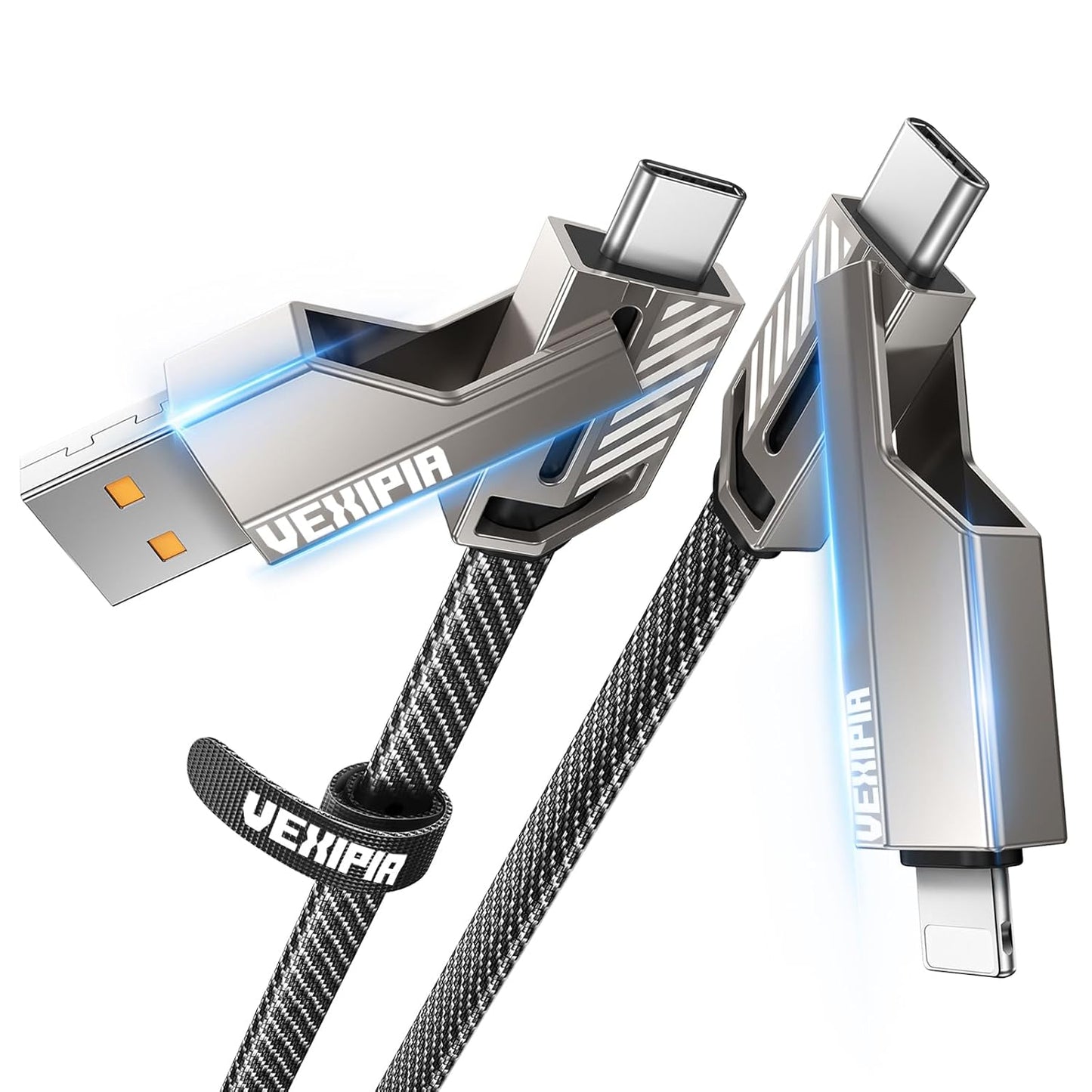 Vexipia 4-in-1 Fast Charging Cable - Lightning/Type C/USB A - 5FT