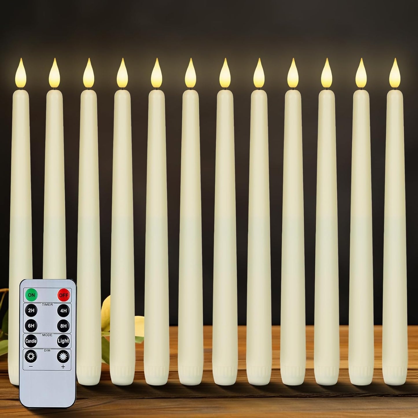Homemory Flameless Taper Candles with Remote Timer Dimmer