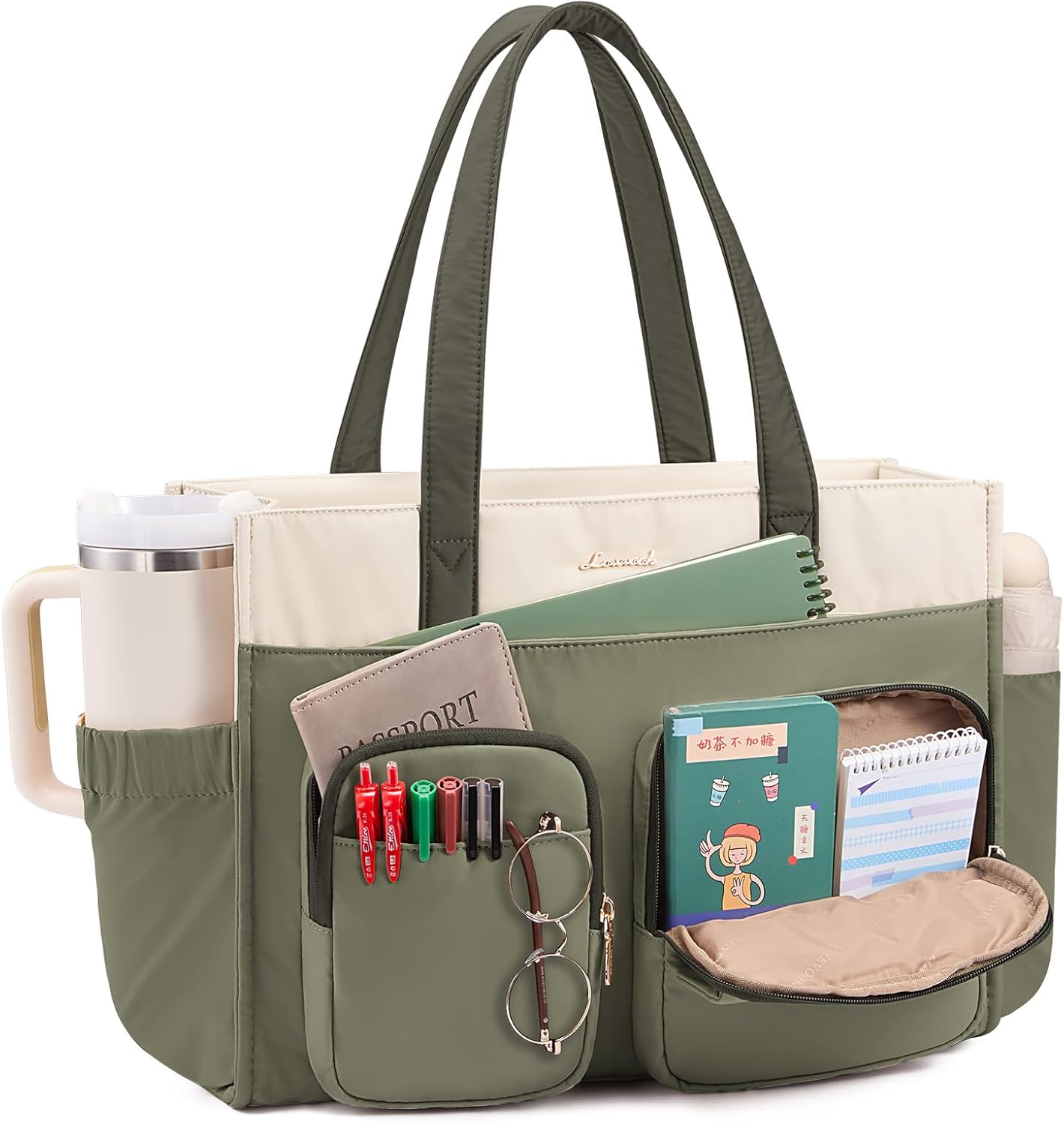 LOVEVOOK Teacher Tote Bag: Multi-pocket Laptop Bag for Women