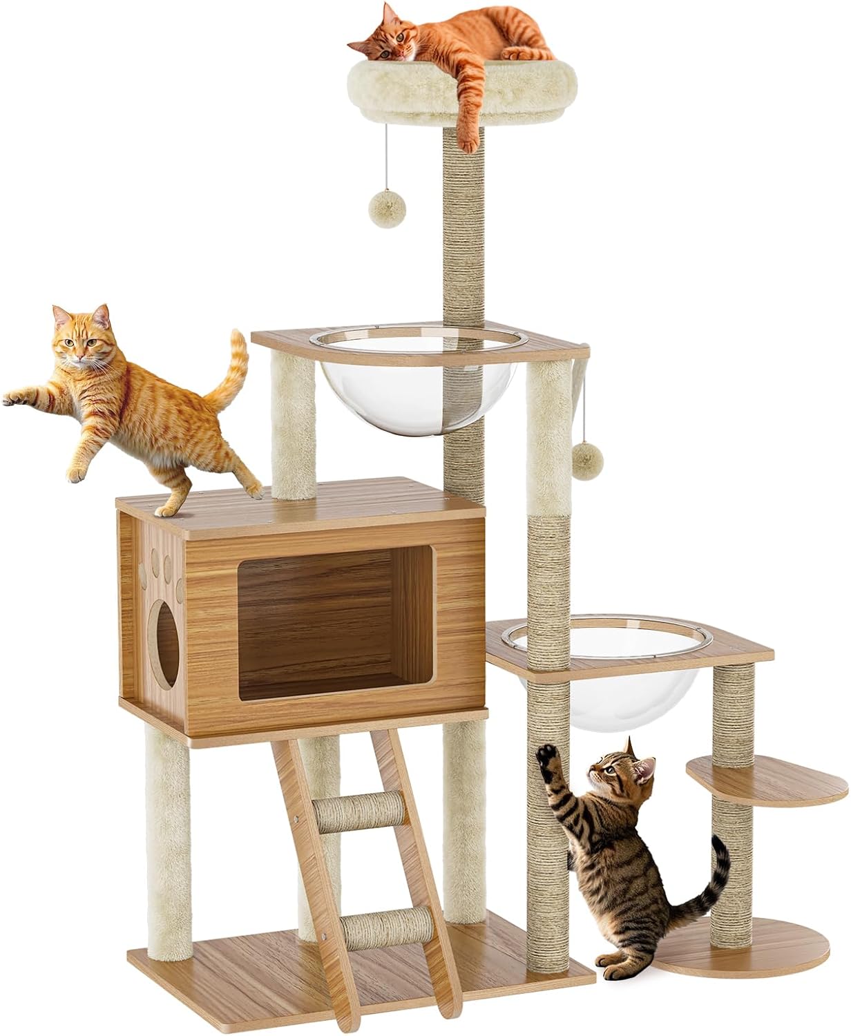55ft' Modern Multi-Level Cat Tree Tower for Indoor Cats
