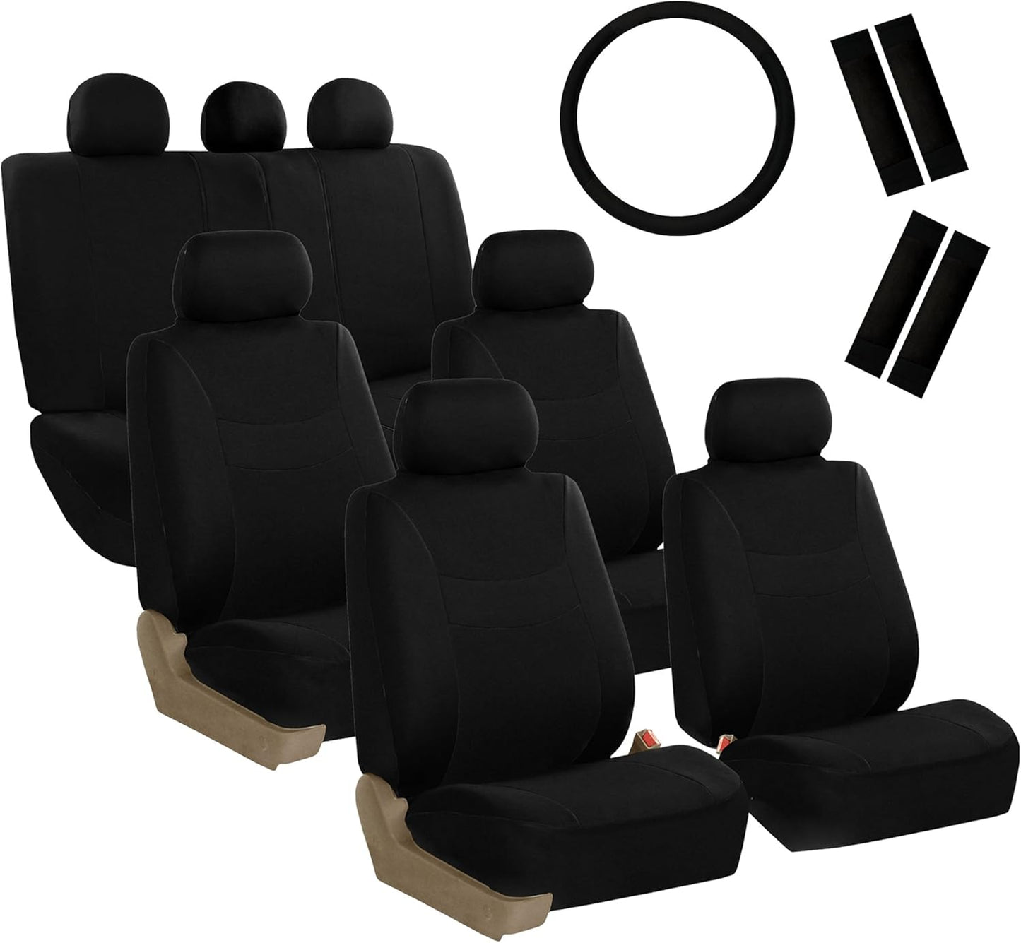 Airbag-Safe 7-Seater Seat Cover Set in Black