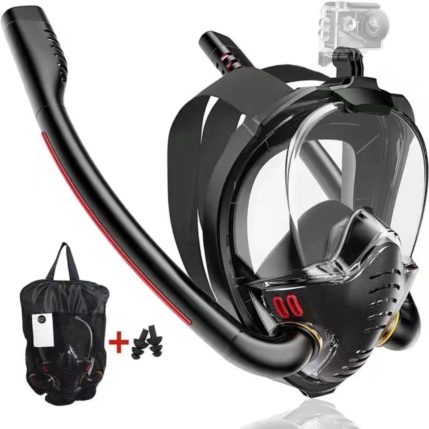 LEJN Dual Tube Full Face Snorkel Mask - Panoramic View