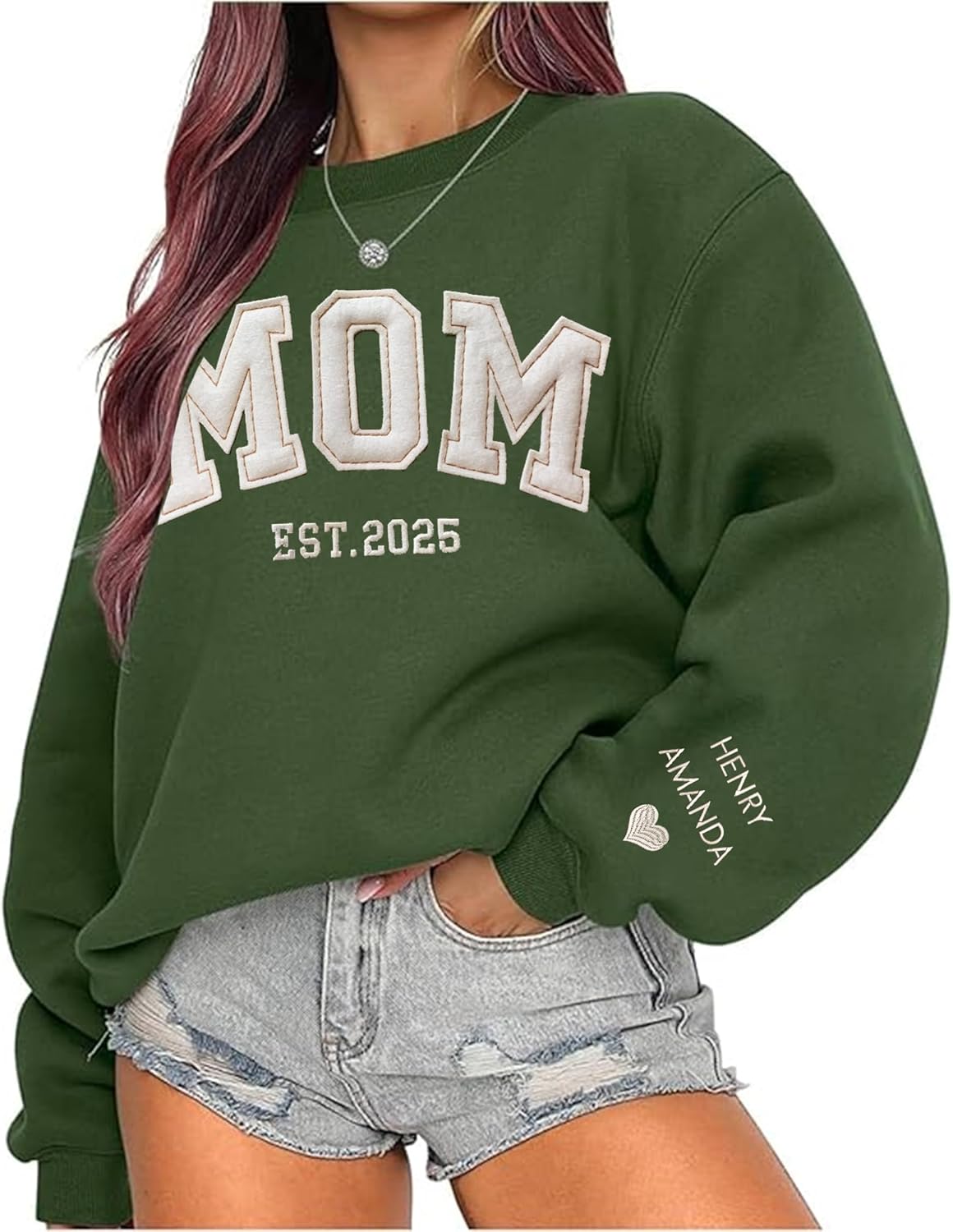 Custom Mom Sweatshirt with Personalized Embroidery