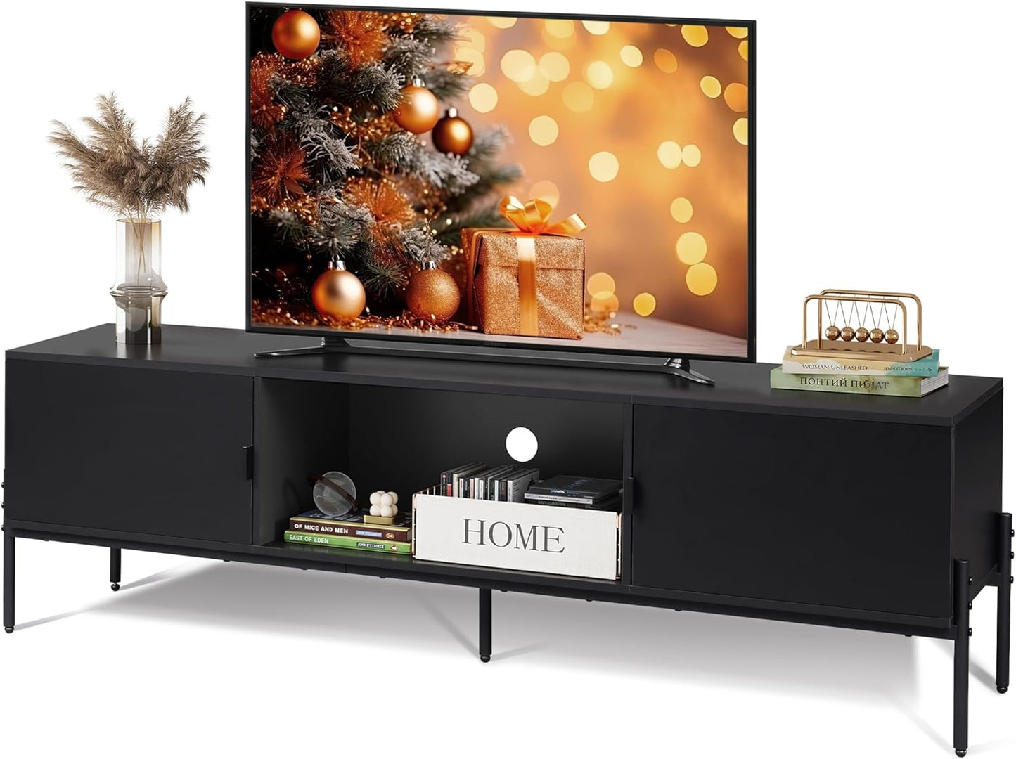 Stylish 65 TV Stand with Storage, Mid Century Design - WLIVE