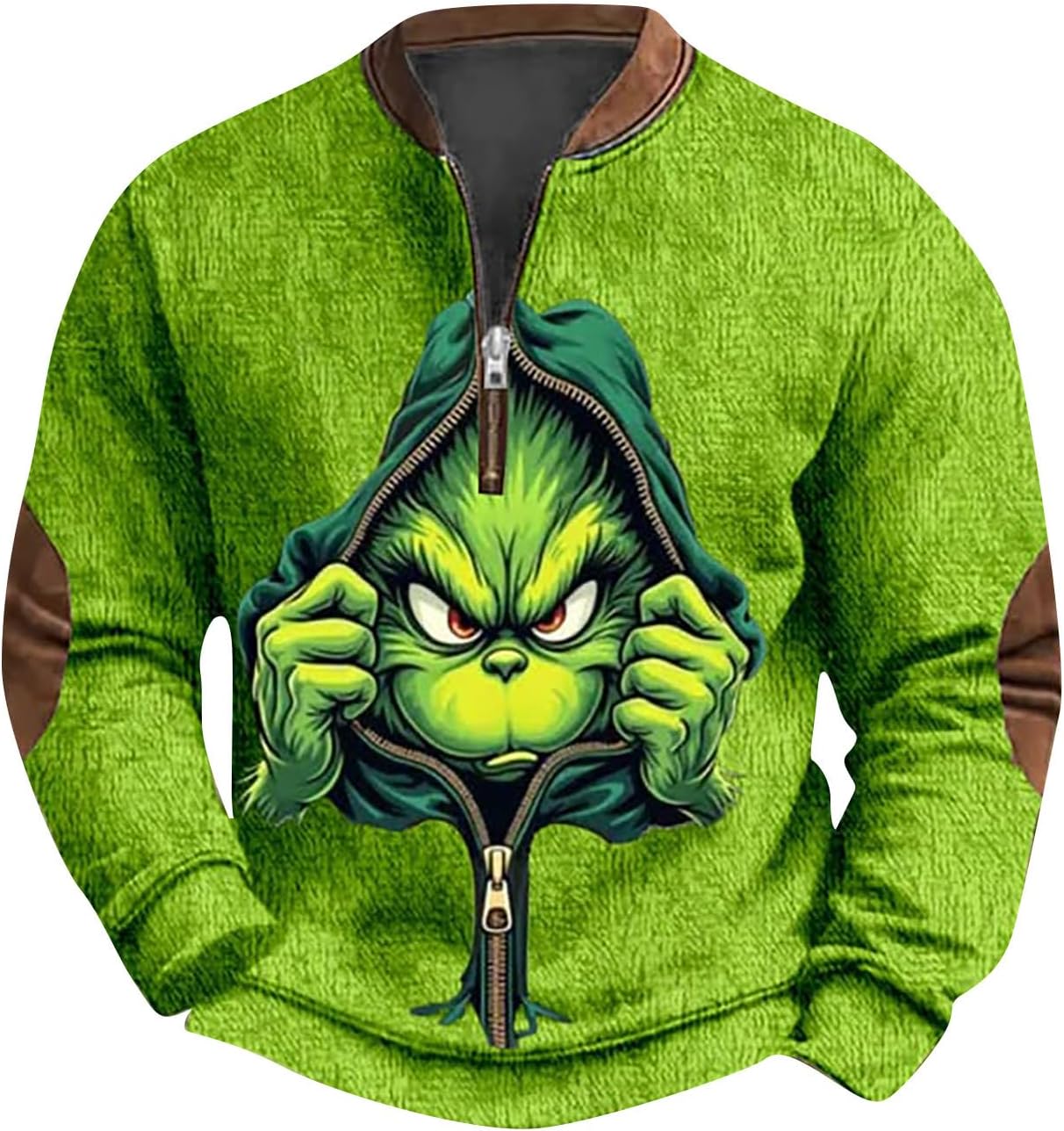 Vintage Christmas Zip-Up Sweater for Men