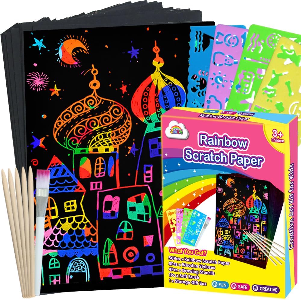 60PCS Rainbow Scratch Paper Art Kit for Kids: Creative Fun!