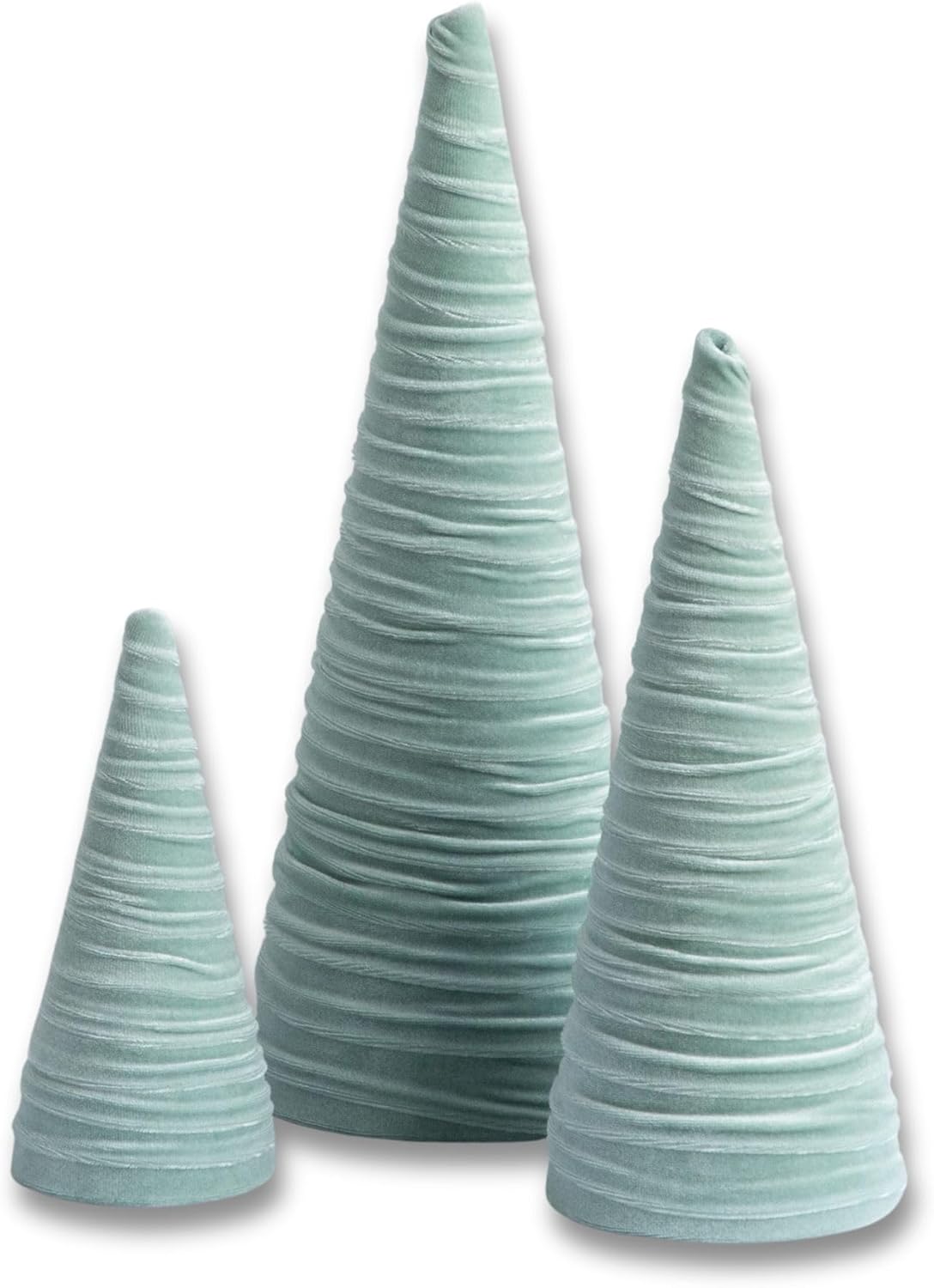 Sage Velvet Trees Set of 3 for Elegant Holiday Decor