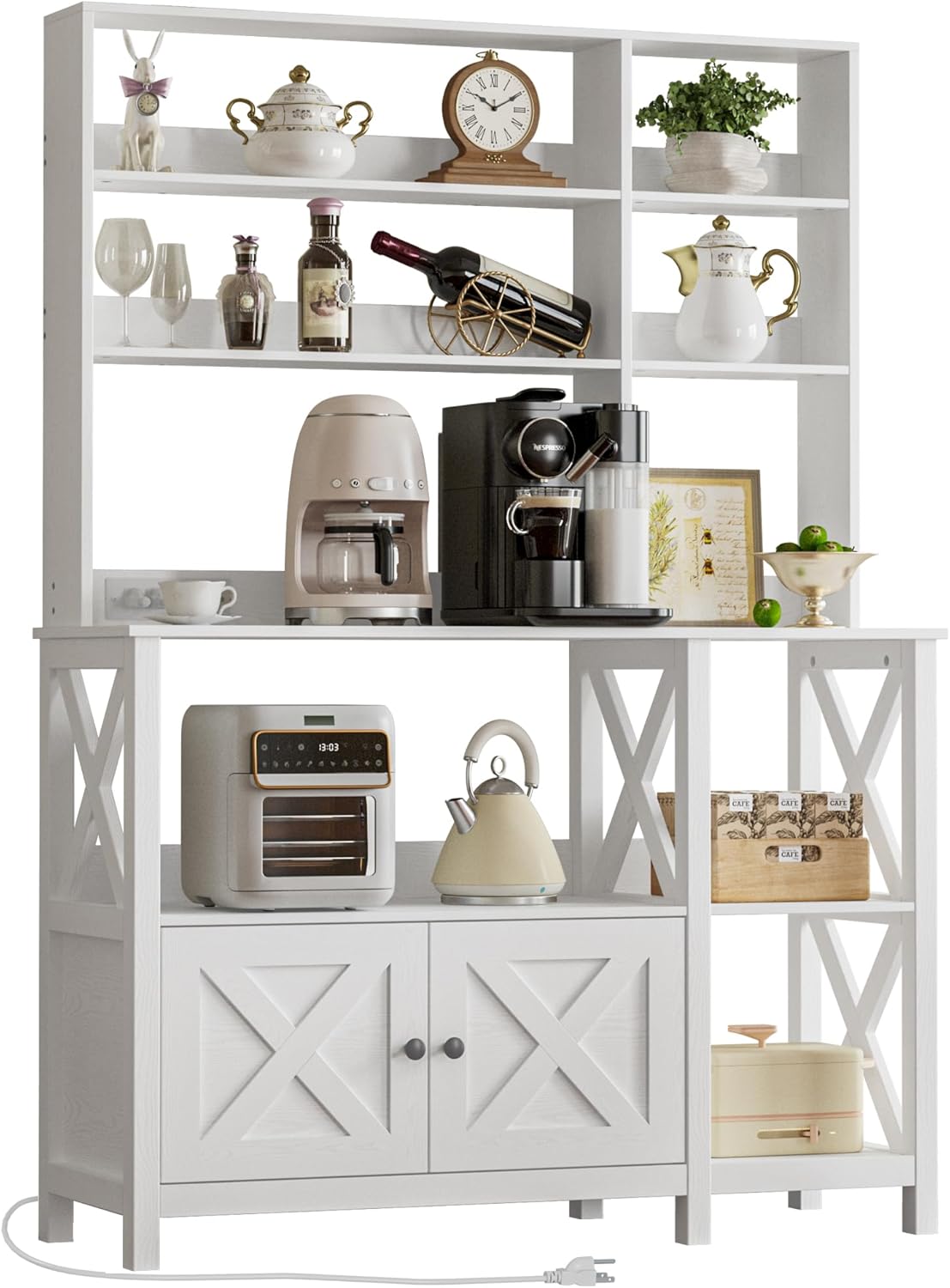 IRONCK 45 Bakers Rack w/ Power Outlet & Storage