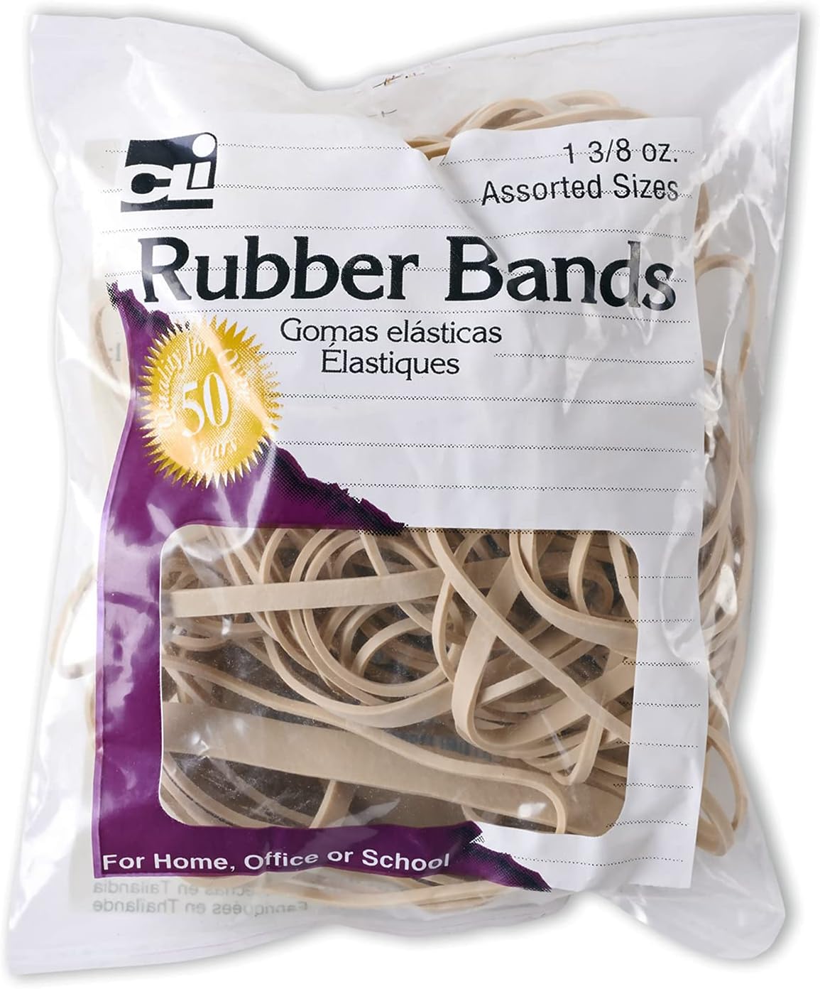 Charles Leonard Amber Rubber Bands - Assorted Sizes