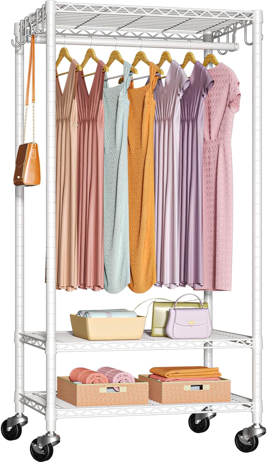 P6 Medium Rolling Clothes Rack for Heavy Duty Storage Needs