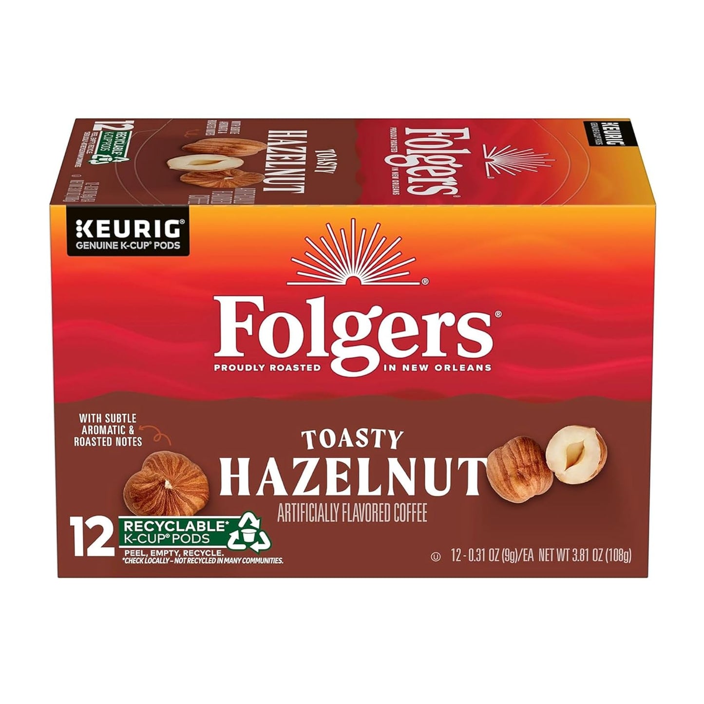 Folgers Toasty Hazelnut Coffee Pods - Rich Flavor!