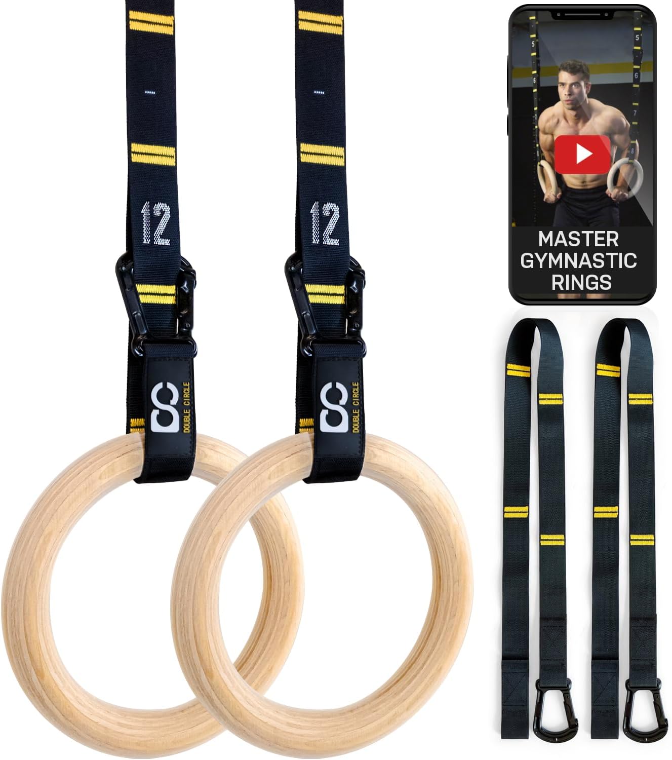 Double Circle Wood Gymnastics Rings for Full Body Workouts