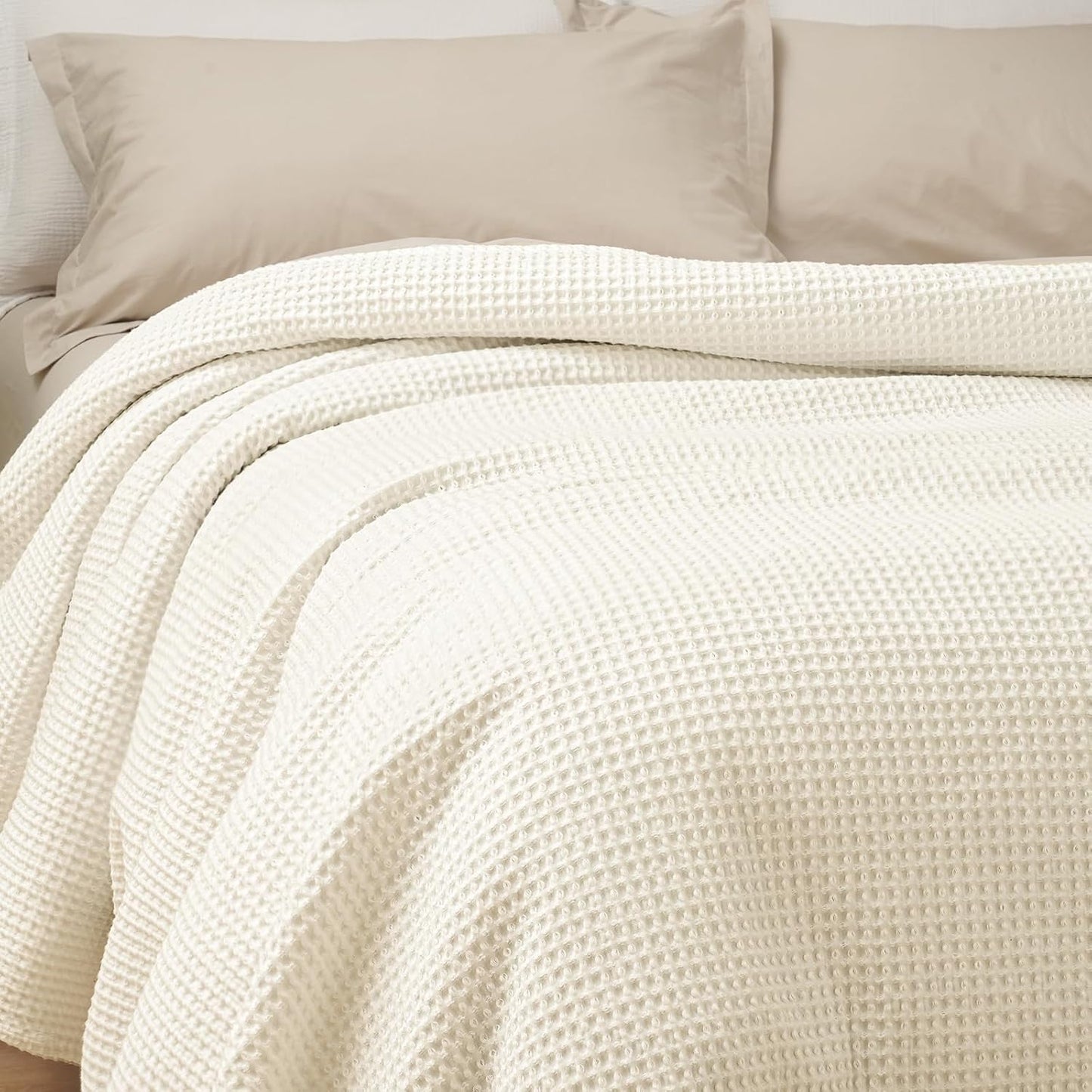 PHF 100% Cotton Waffle Weave Blanket King Size for Cozy Comfort