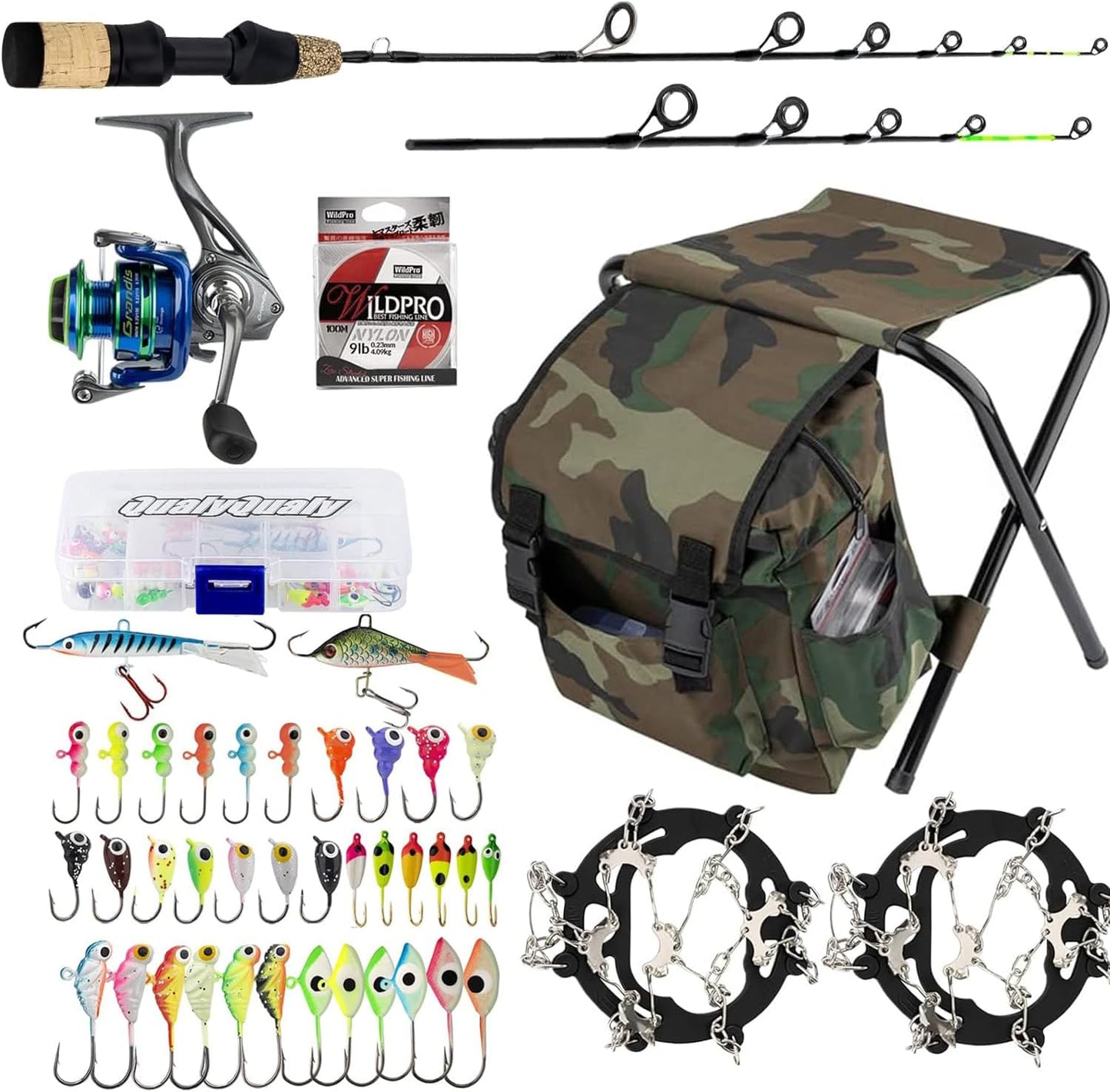 Premium Ice Fishing Kit | QualyQualy 24 26 Rod Reel Combo Set