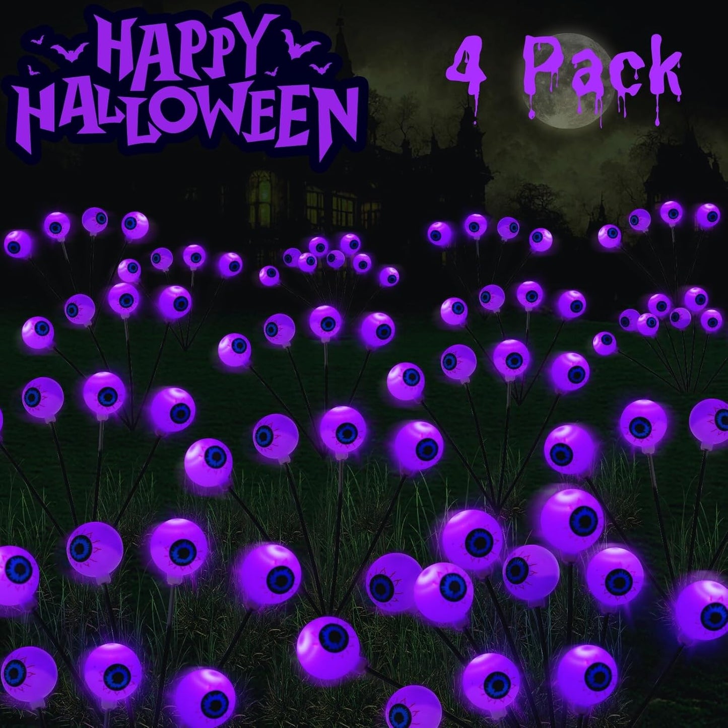 32LED Solar Halloween Eyeball Lights for Spooky Outdoor Decor