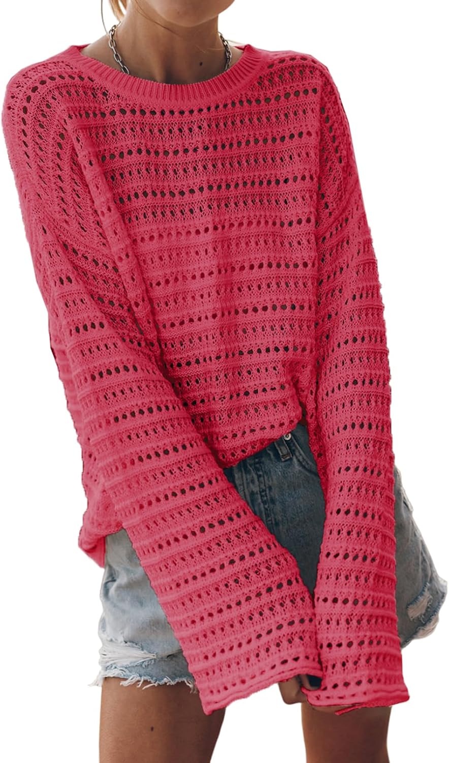 Sidefeel Womens Fall Sweaters Lightweight Casual Knit Pullover