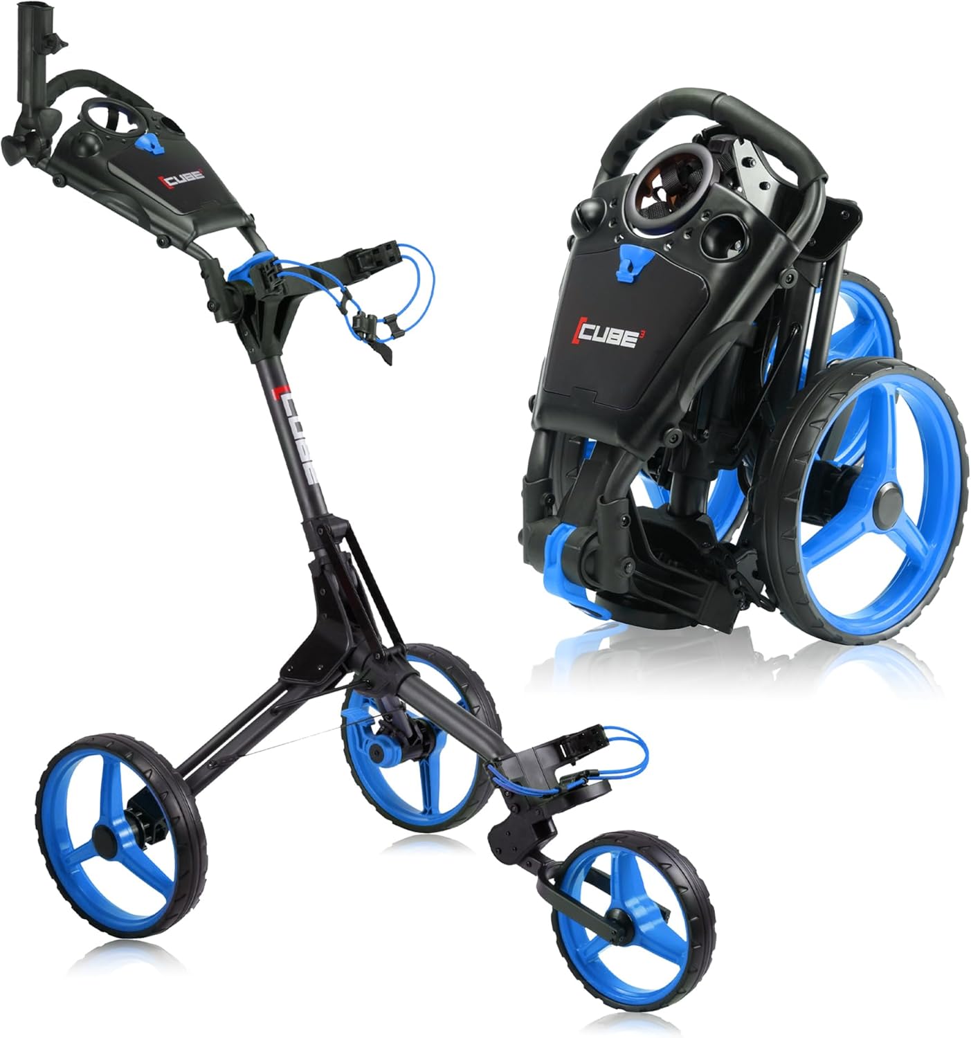 CUBE CART 3 Wheel Push Pull Golf CART - Lightweight & Compact