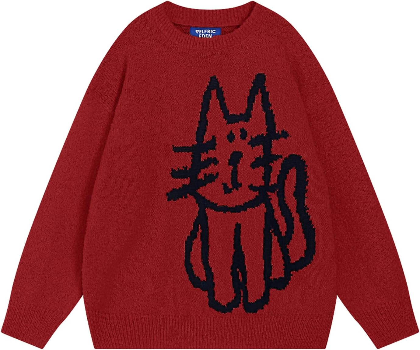 Aelfric Eden Women's Oversized Pullover Sweater with Cat Graphic