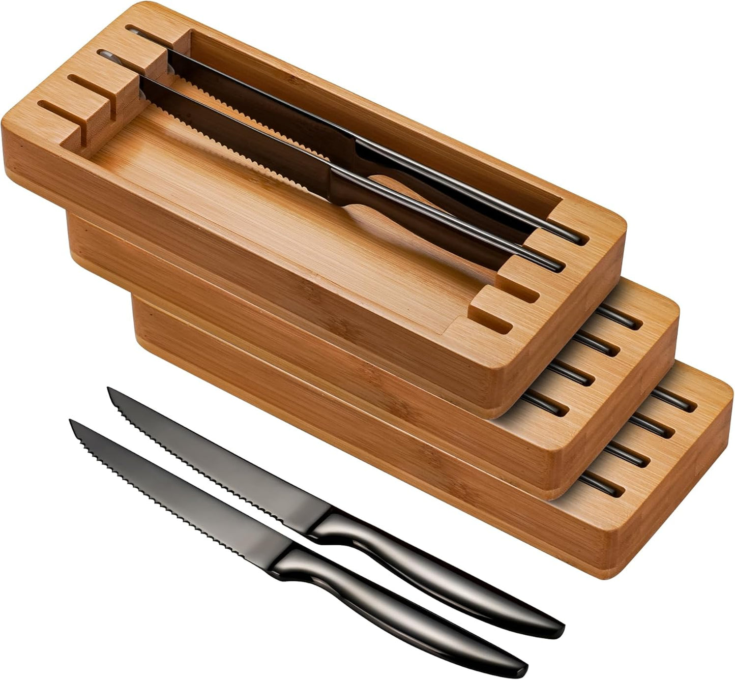 SuperCook Black Steak Knife Set of 12 with Block for Dining