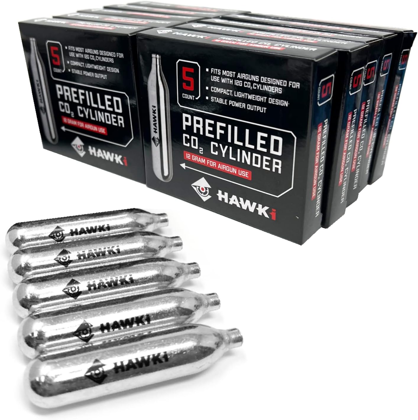 Hawki 12 Gram CO2 Cartridges for Air Guns and Paintball Use