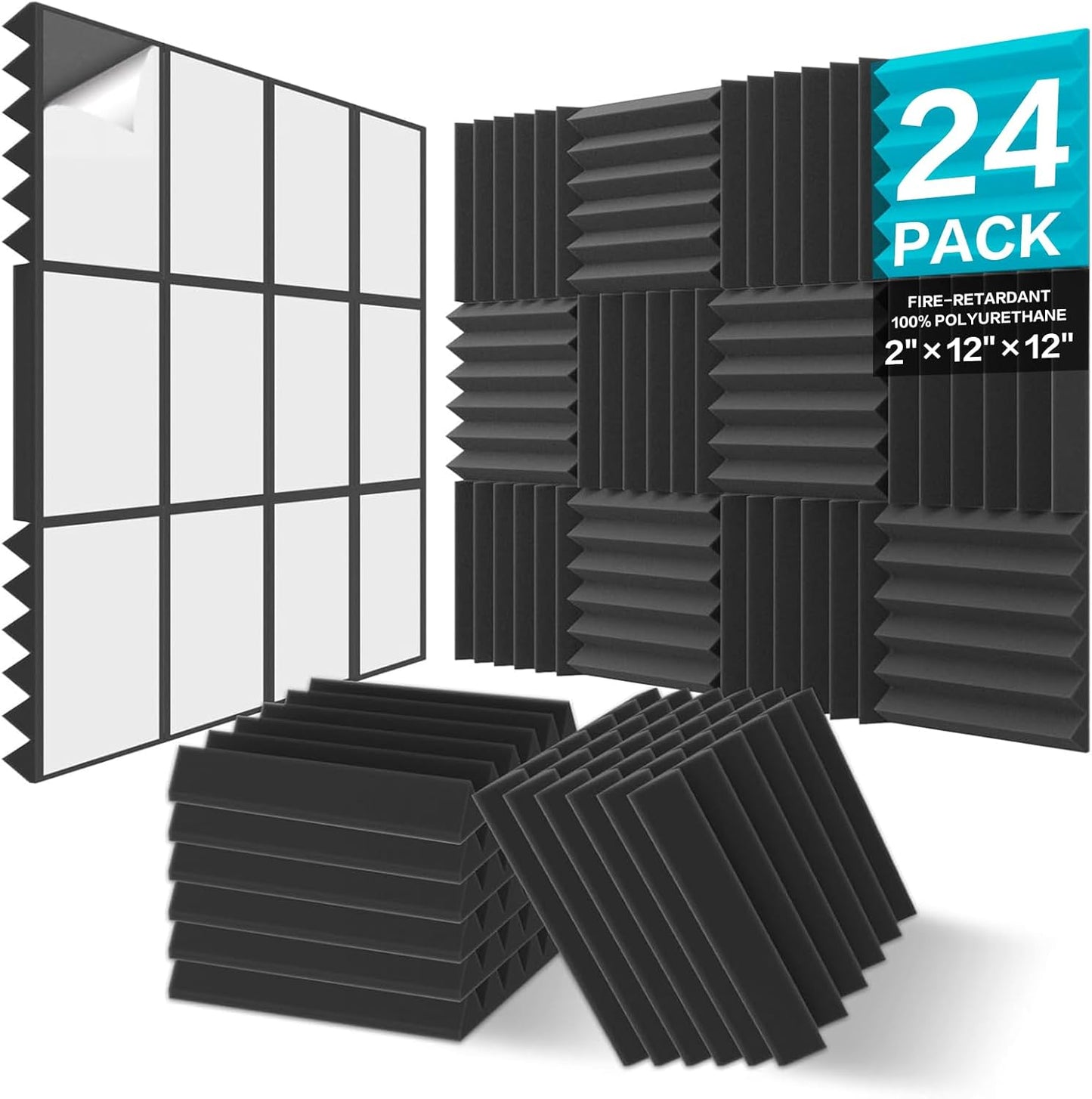 JBER 24 Pack Sound Proof Acoustic Foam Panels for Studios