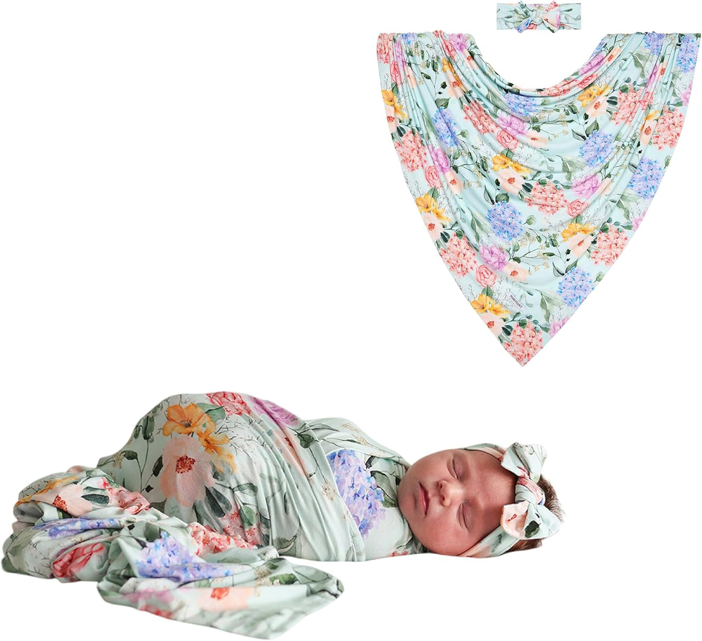 Posh Peanut Swaddle Blanket & Headband Set for Newborn Girls