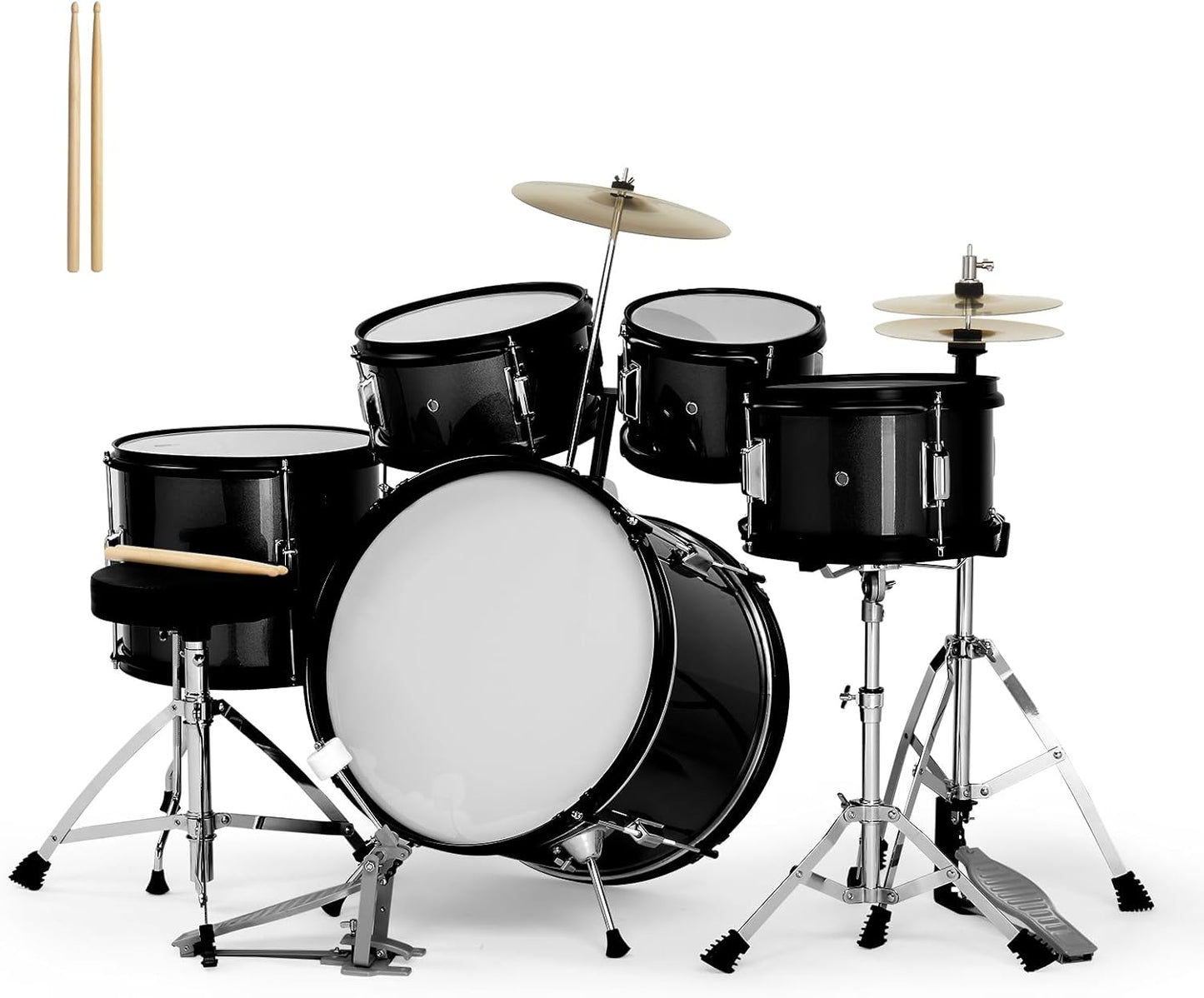16 Inch Complete Junior Drum Set for Beginners with Stands