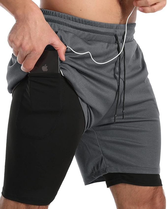 JWJ Men's Running Athletic Workout Sports 2 in 1 Shorts Review