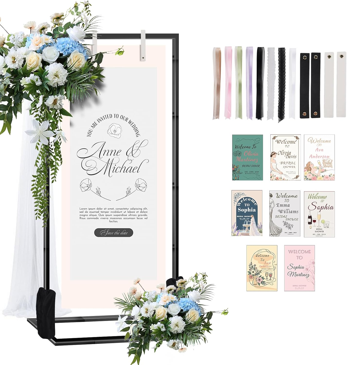 Adjustable Metal Easel Wedding Sign Stand for Events & Displays
