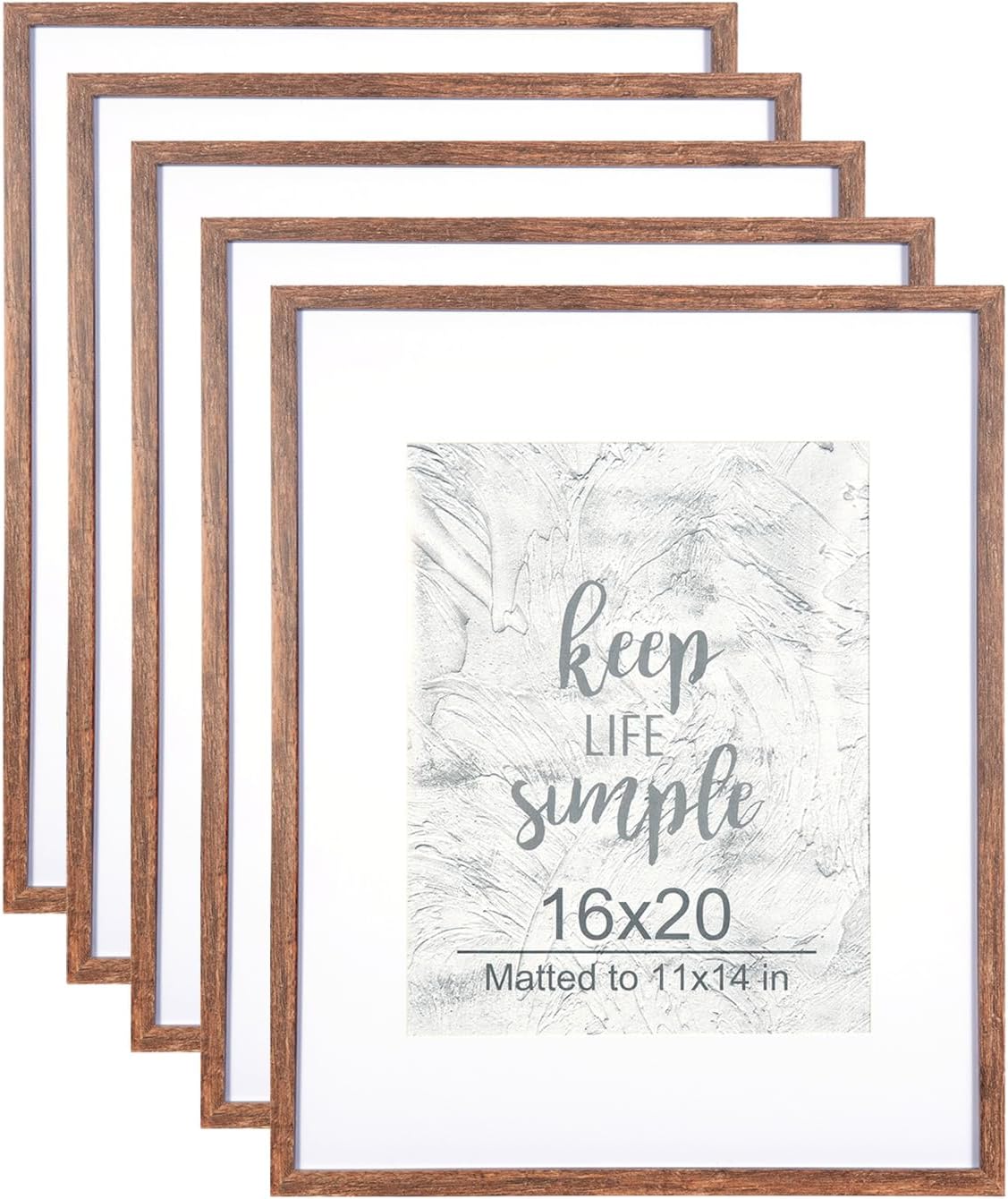 16x20 Picture Frame Set of 5 in Rottern Brown for Display