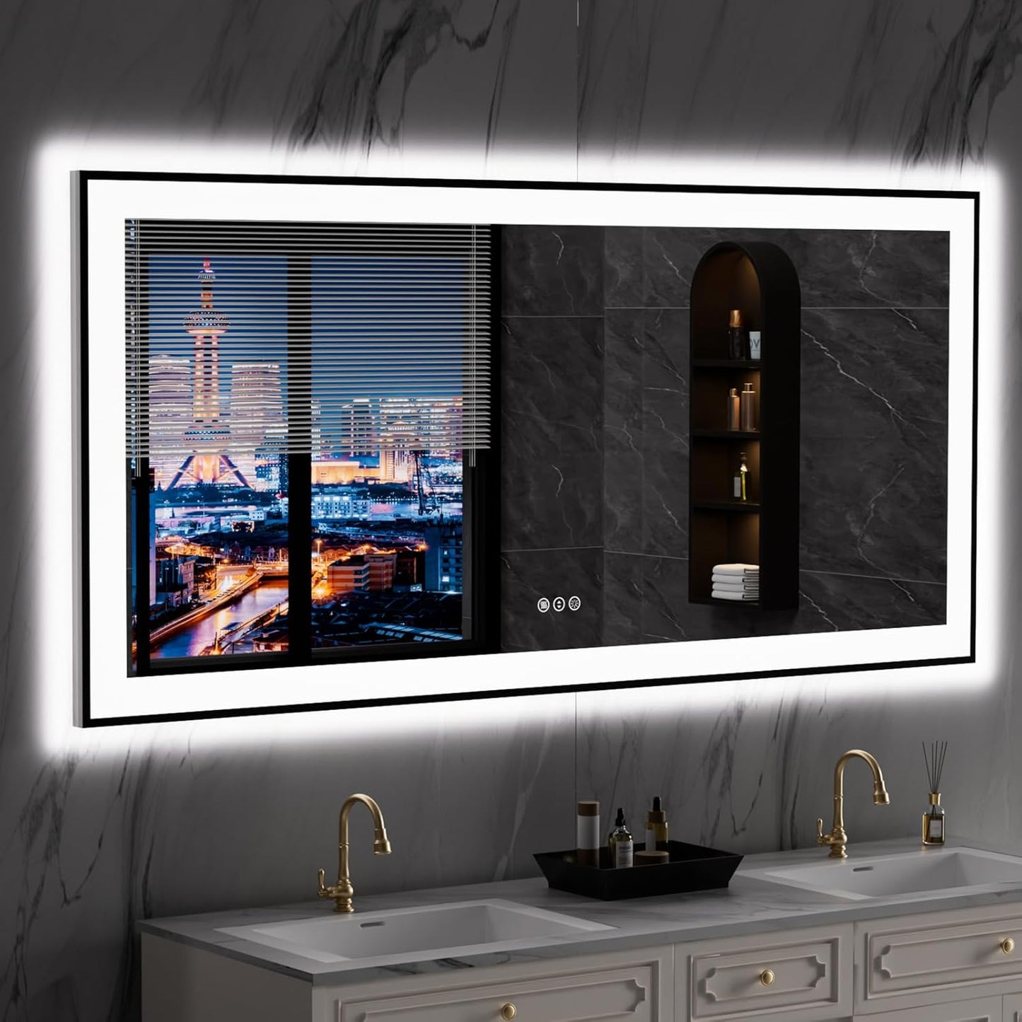 Dimmable LED Bathroom Mirror with Anti-Fog and Memory Function