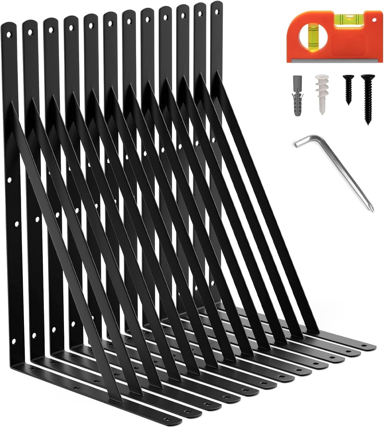 12-Pack Heavy Duty Shelf Brackets for Garage Storage Shelves