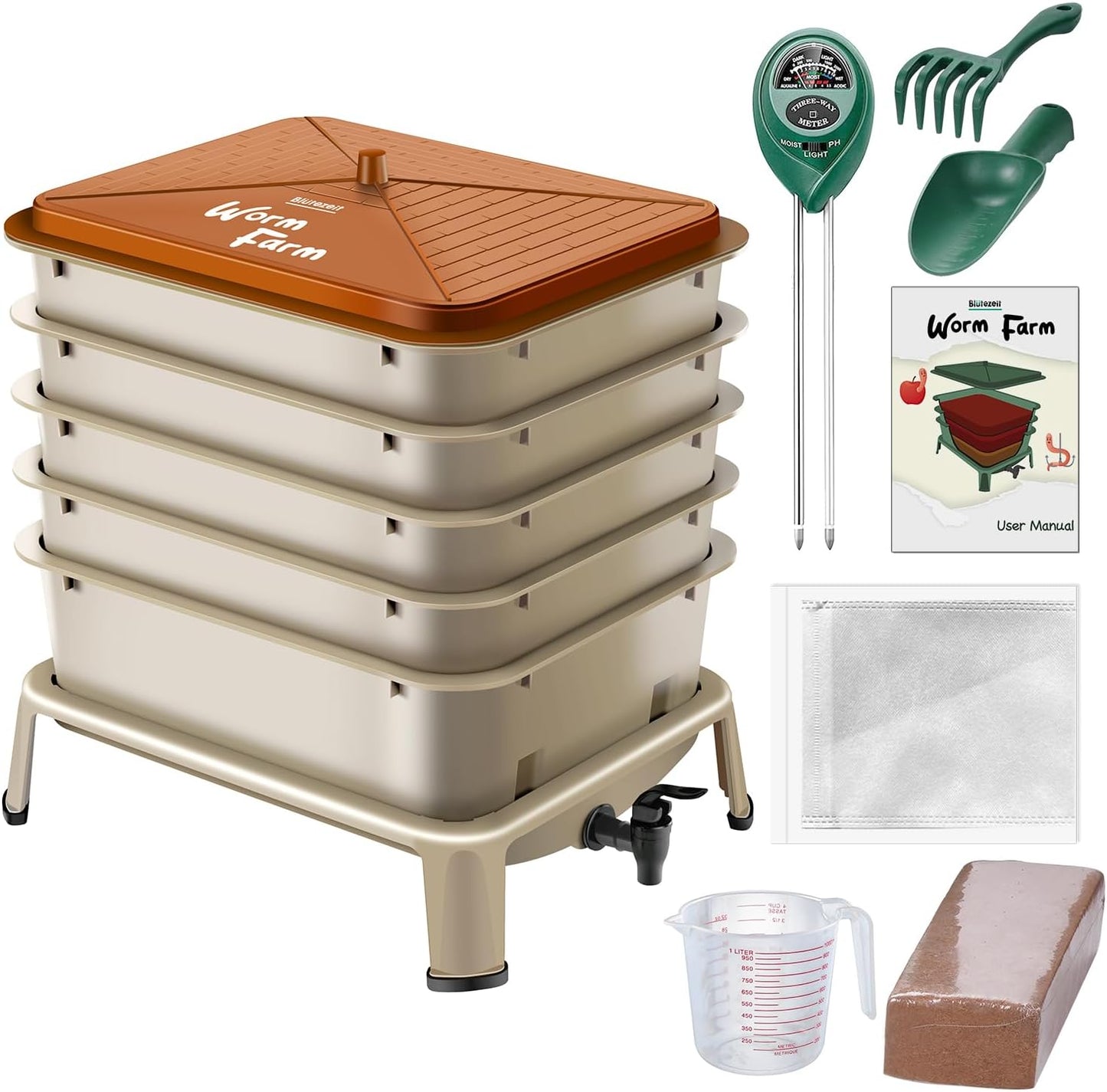 Blutezeit 5-Tray Worm Compost Bin for Efficient Home Composting