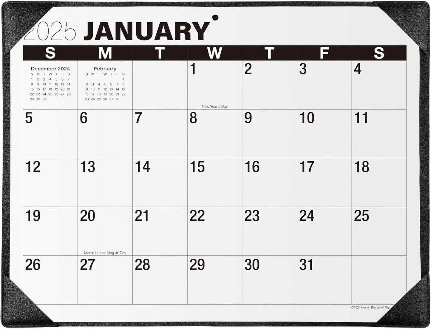 Nekmit 2025-2026 Large Print Desk Calendar + Mat