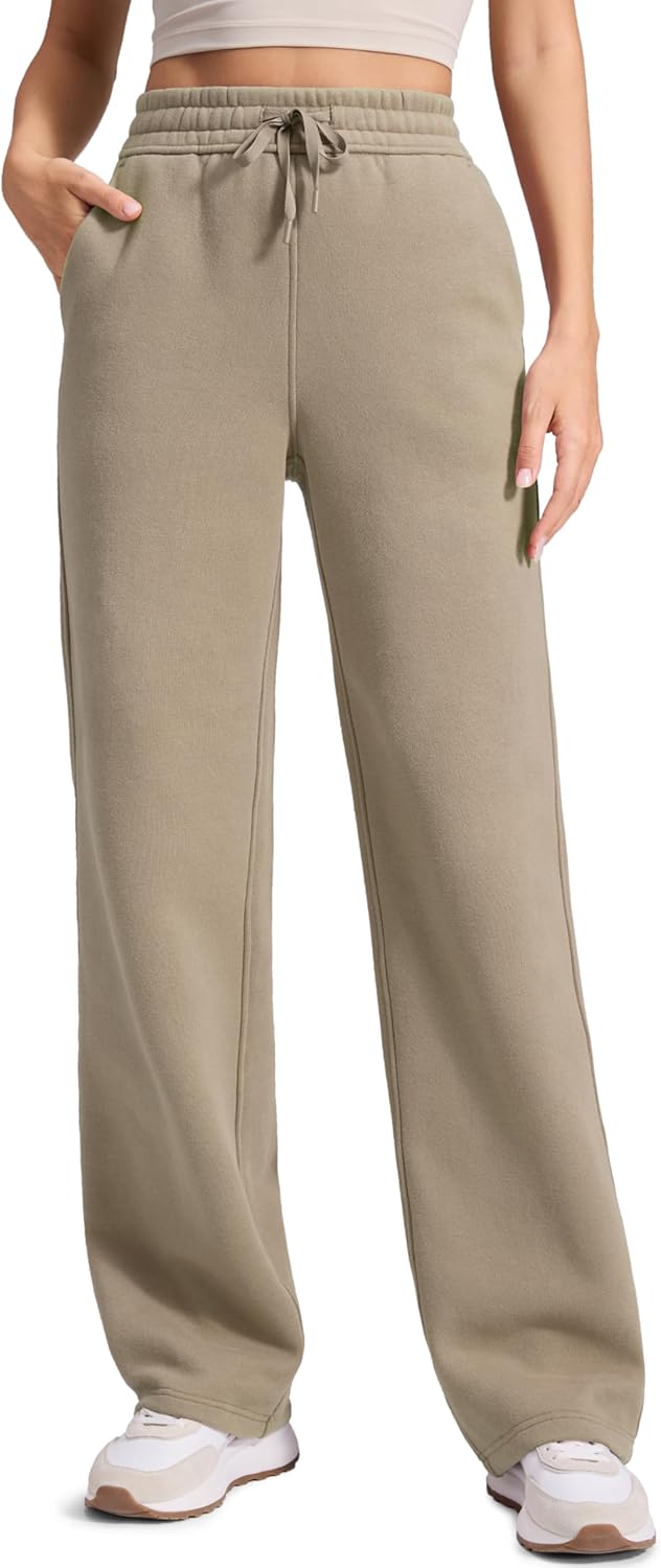 CRZ YOGA Cotton Fleece Lined Sweatpants for Women - Cozy Fit