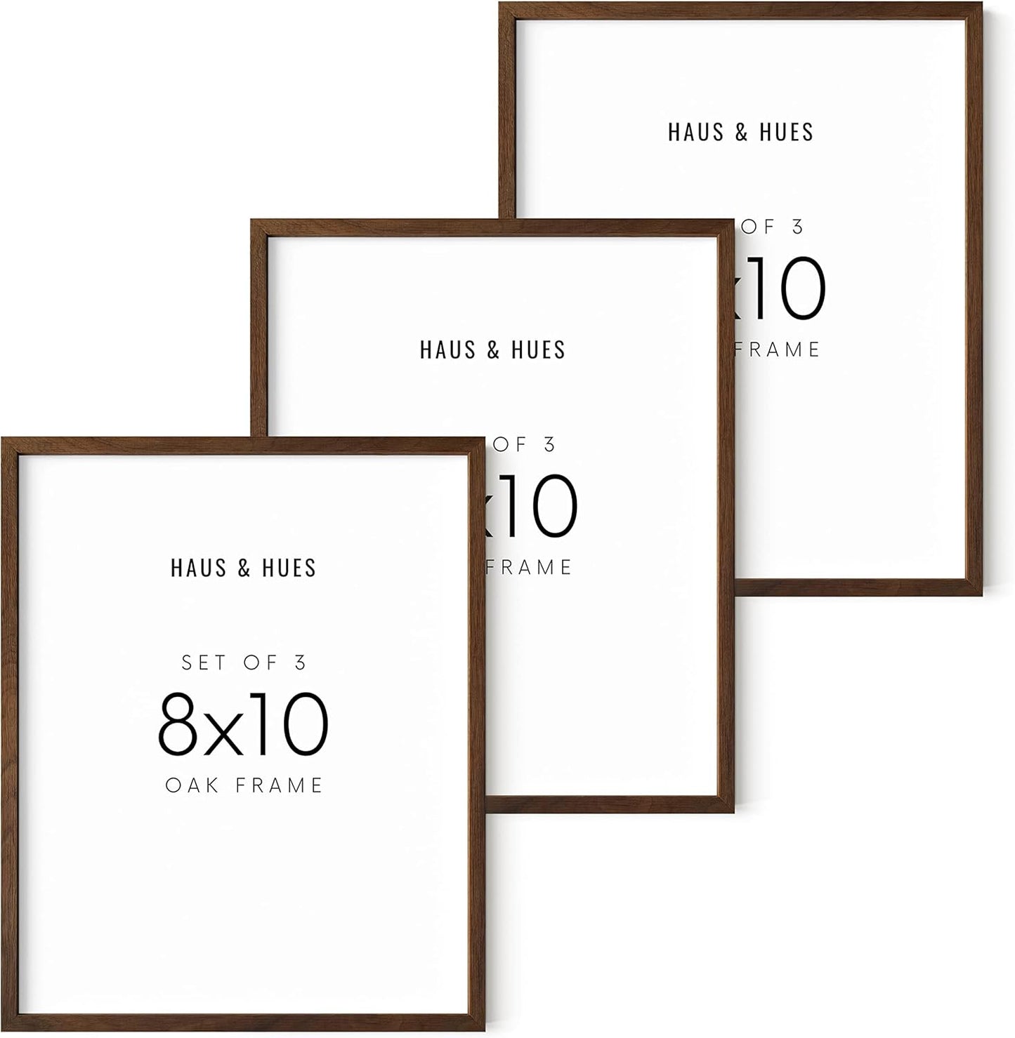 Elegant 8x10 Picture Frame Set of 3 - Walnut Wood Frames